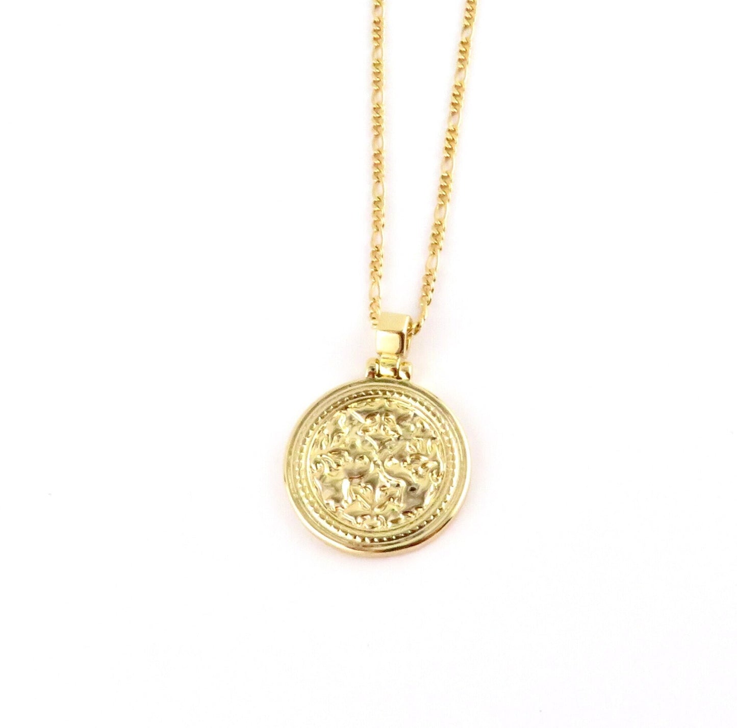 Gold Medallion Necklace | Gold Filled Medallion Pendant | Geometric Gold Pendant | Gold Coin Necklace | Gold Layering Pendant | Ancient Coin