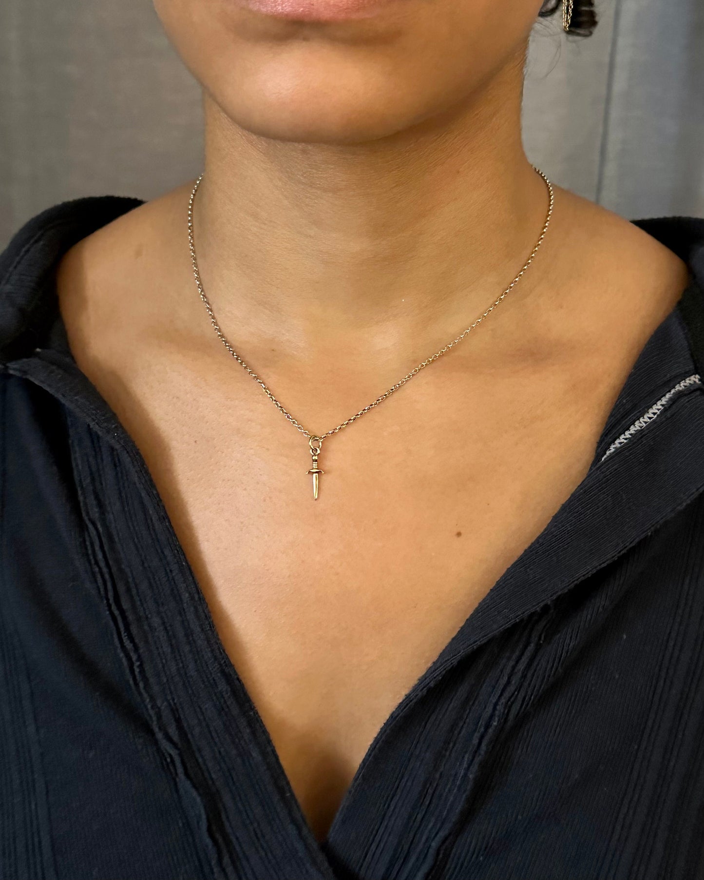 Sword Necklace | Gold Dagger Pendant | Bronze Sword Jewelry | Small Gold Dagger Necklace | Gold Knife Pendant | Sharp Knife Necklace