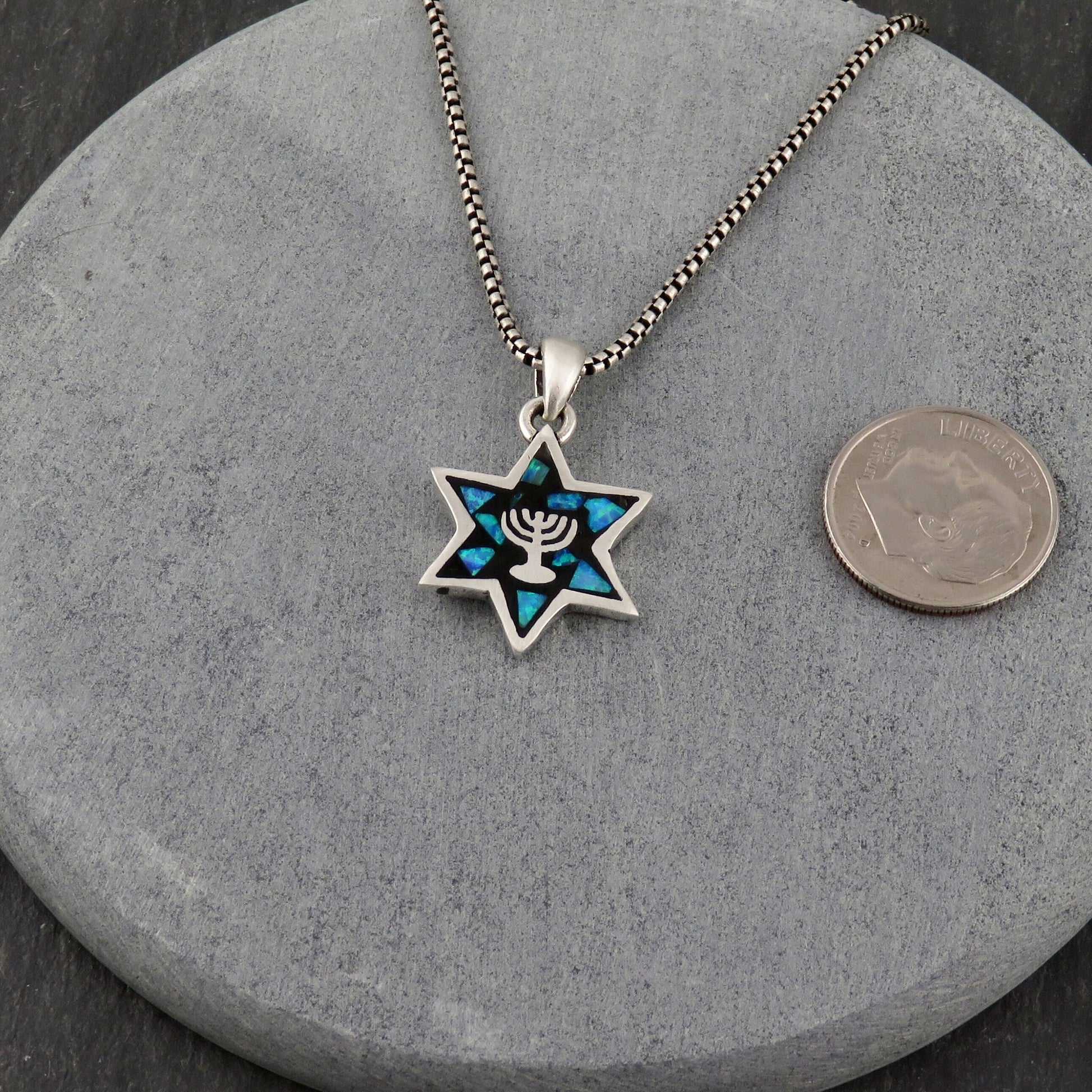 Double Sided Opal Star of David/Menorah Necklace