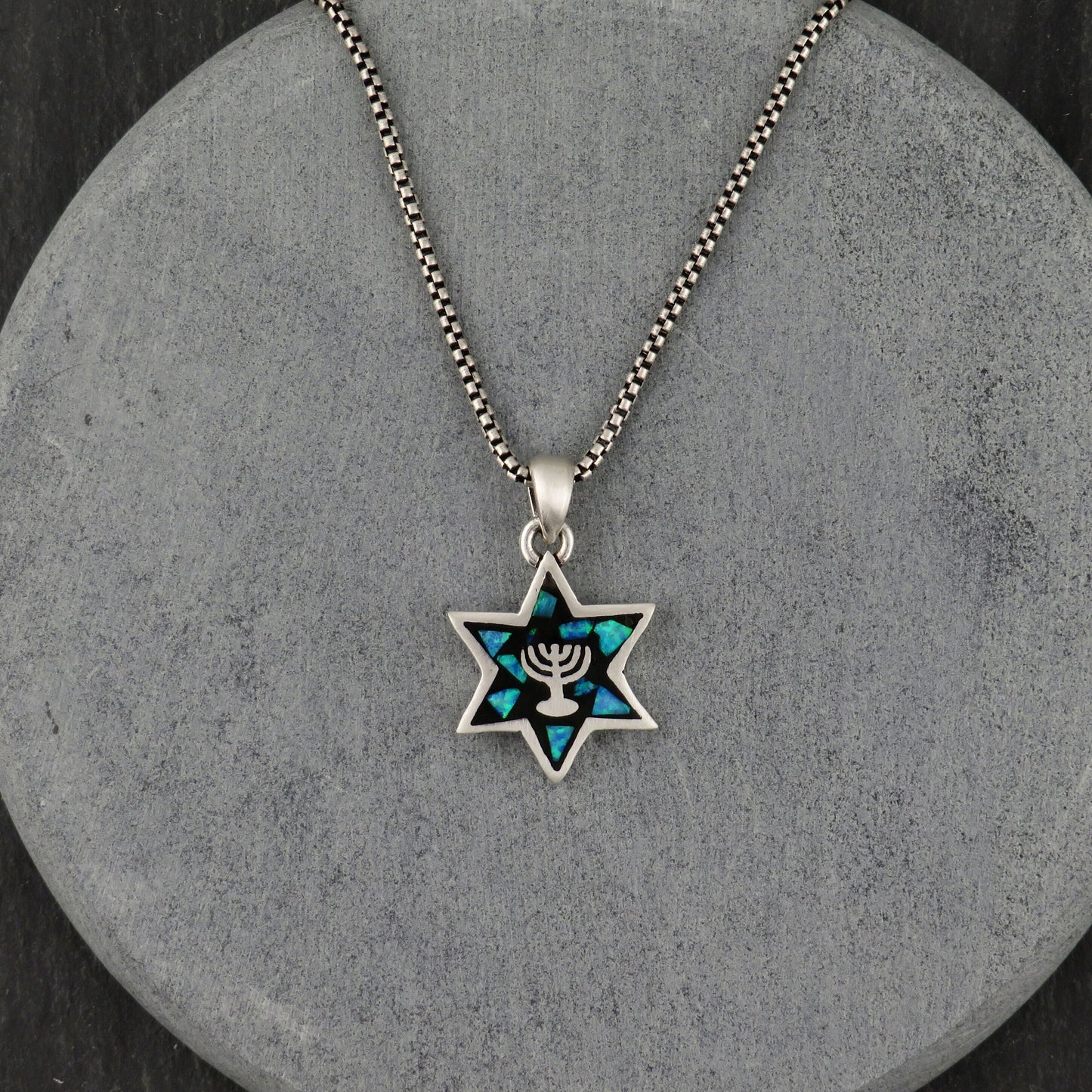 Double Sided Opal Star of David/Menorah Necklace