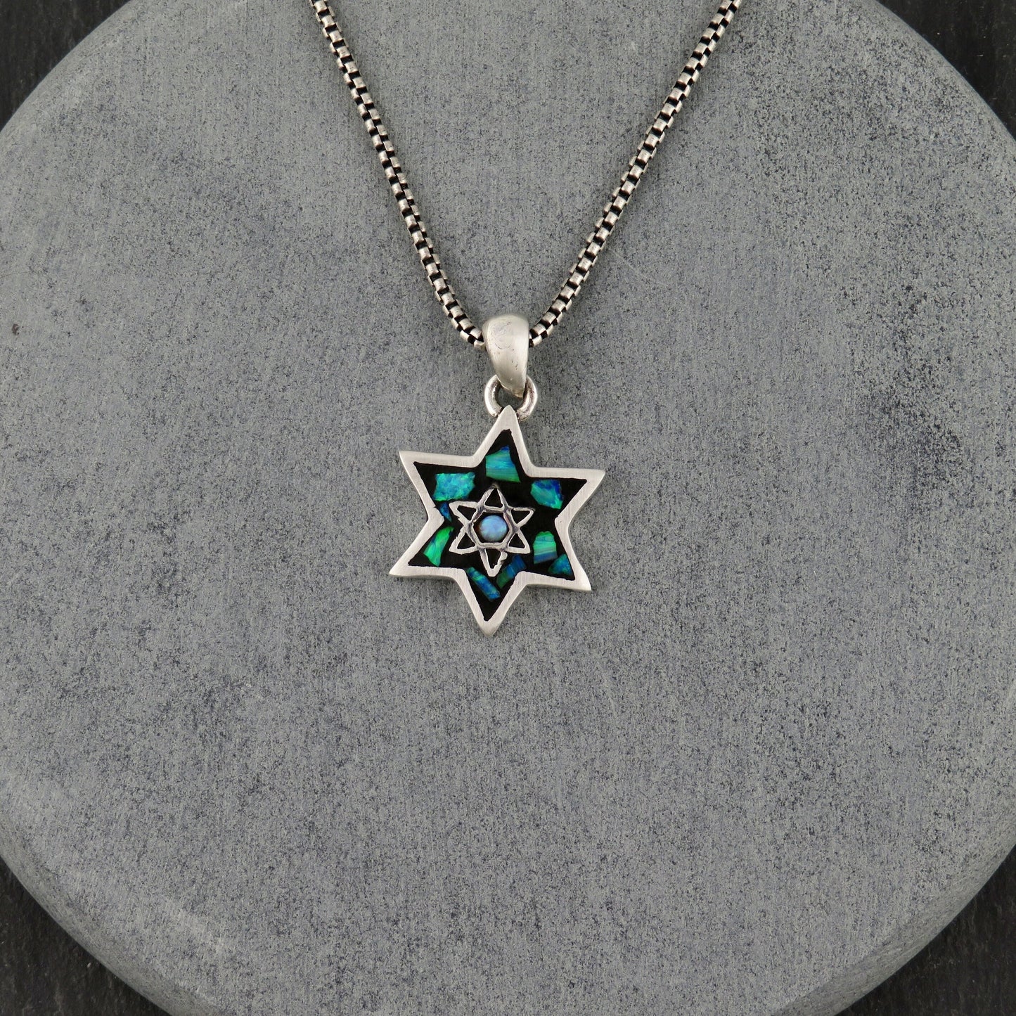 Double Sided Opal Star of David/Menorah Necklace