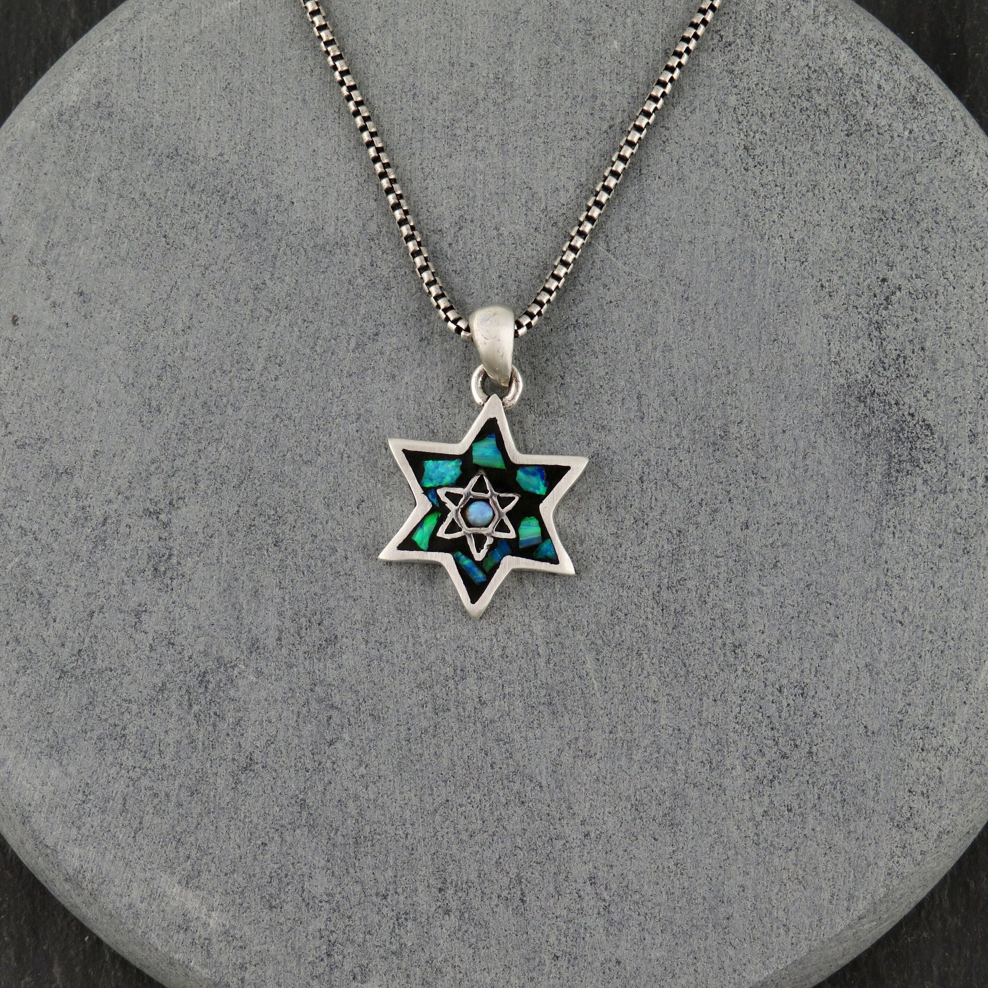 Double Sided Opal Star of David/Menorah Necklace