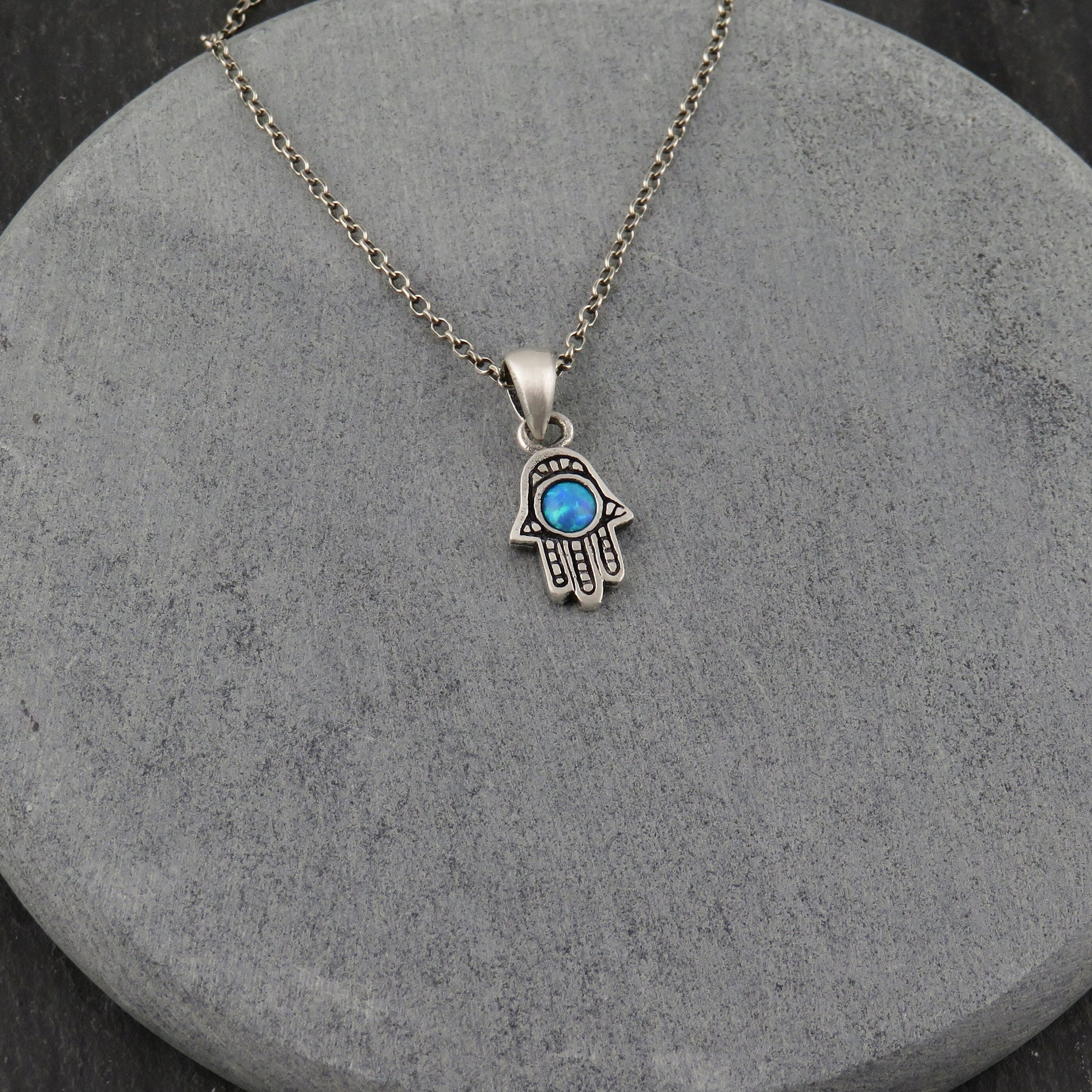 Mini Hamsa Opal Circle