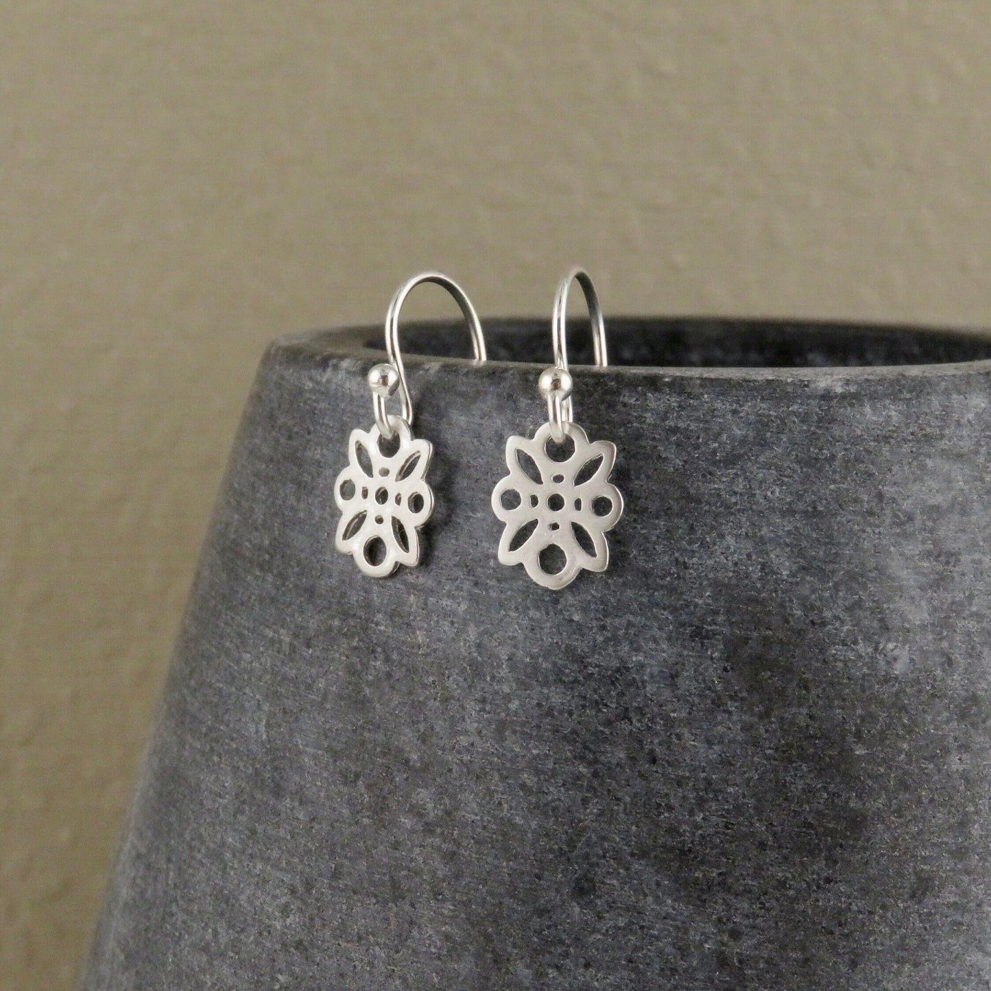 Small Silver Flower Earrings | Delicate Silver Earrings | Lightweight Flower Earring | Sterling Cutout Flower Earrings | Tiny Flower Earring