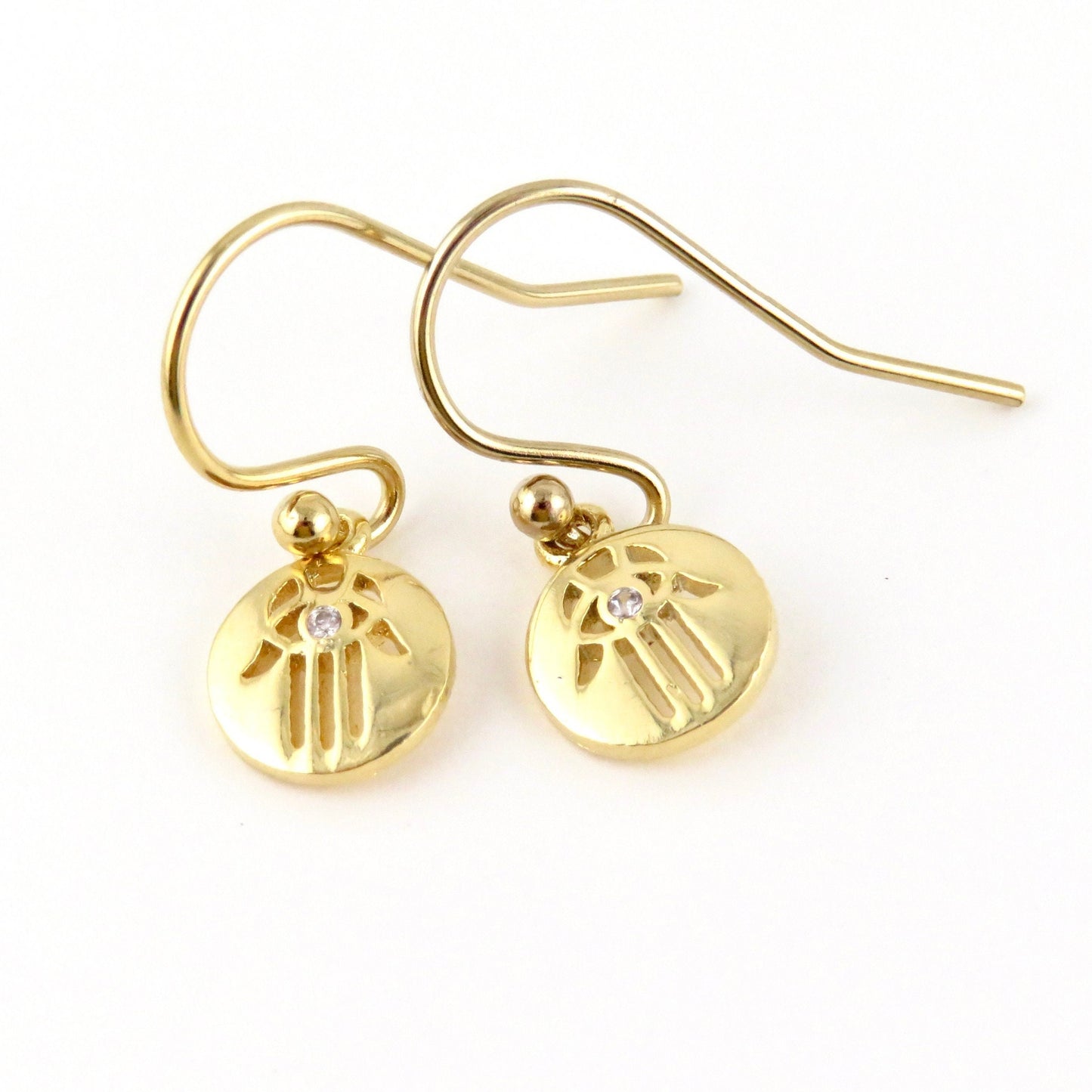 Gold Hamsa Earrings | Delicate Hamsa Hand Earrings | Gold Cut Out Hamsa Earrings | Minimal Hand Earrings | Dainty Gold CZ Hamsa Earrings