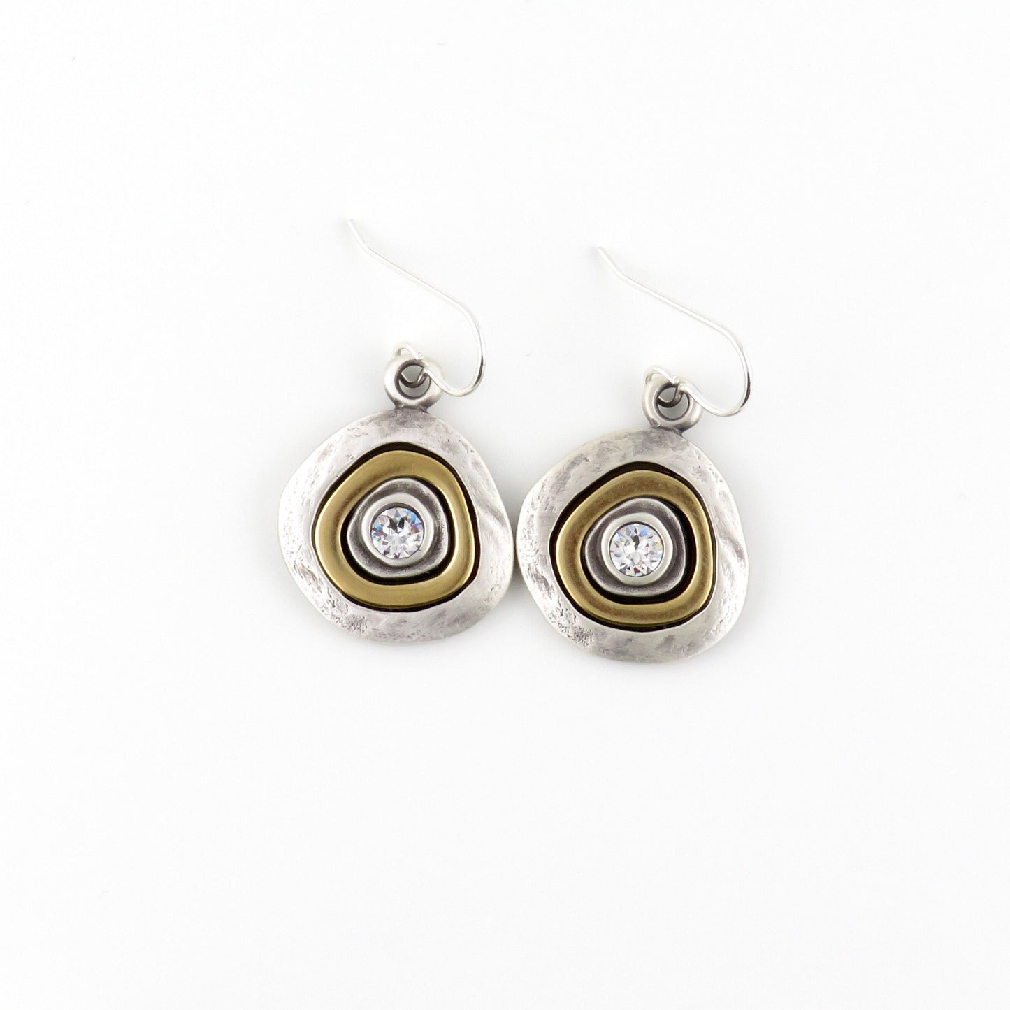 Two Tone Earrings | Gold Silver Earrings | Mixed Metal Earrings | Two Tone Sparkle Earrings | Unique Earrings | Mixed Silver Gold Earring