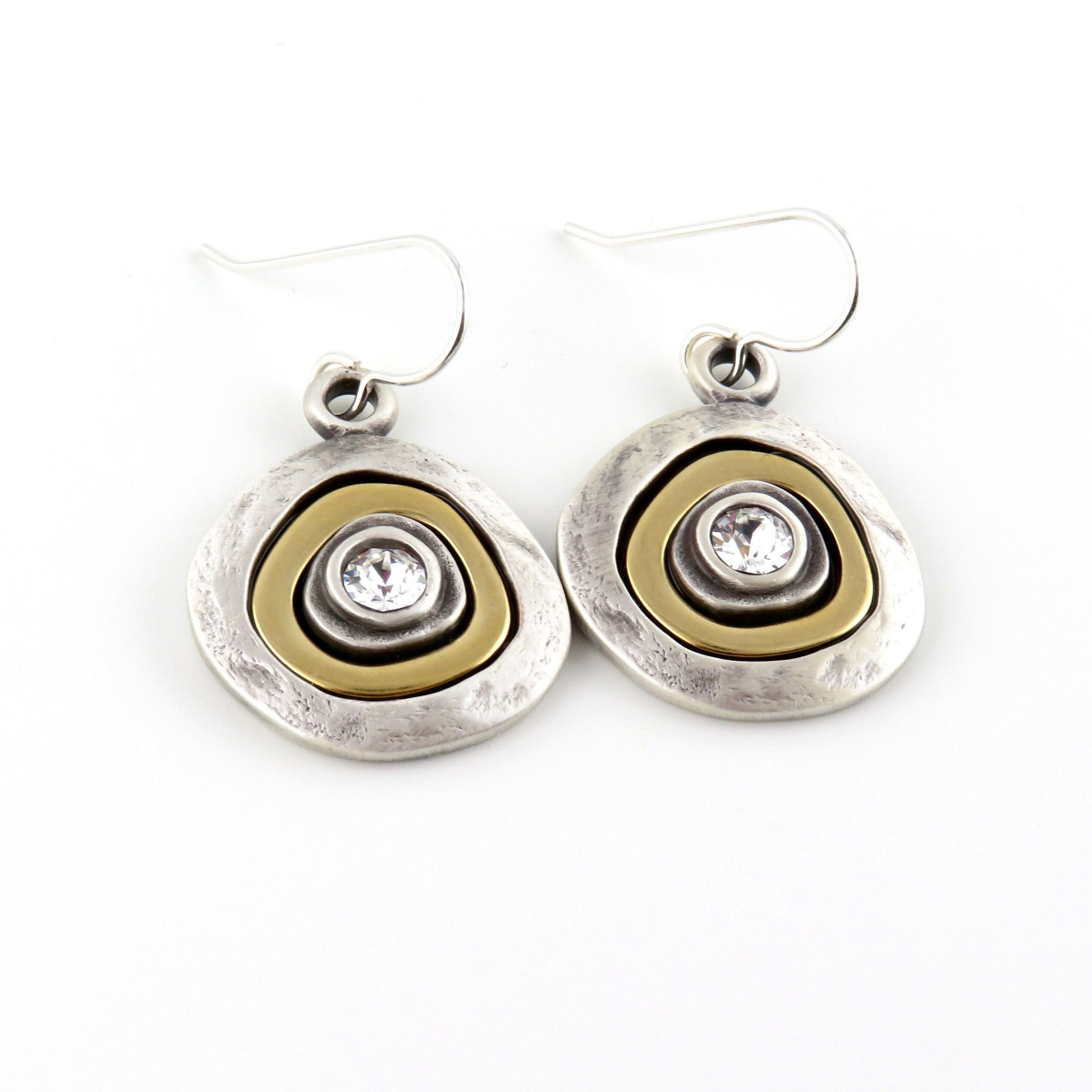 Two Tone Earrings | Gold Silver Earrings | Mixed Metal Earrings | Two Tone Sparkle Earrings | Unique Earrings | Mixed Silver Gold Earring