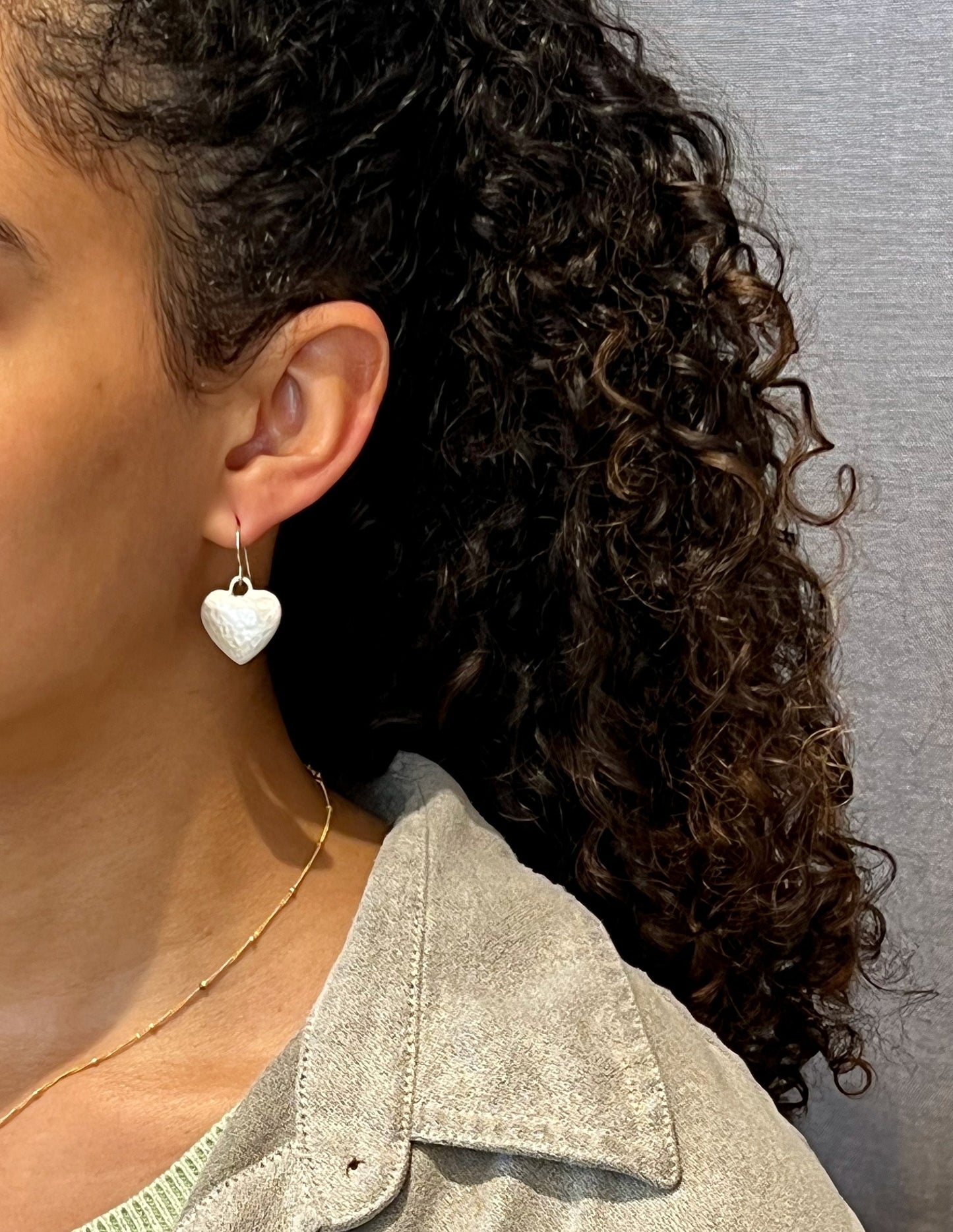 Brushed Silver Heart Earrings | Hammered Heart Earrings | Matte Silver Heart Earring | Silver Hearts | Rustic Silver Heart Earrings