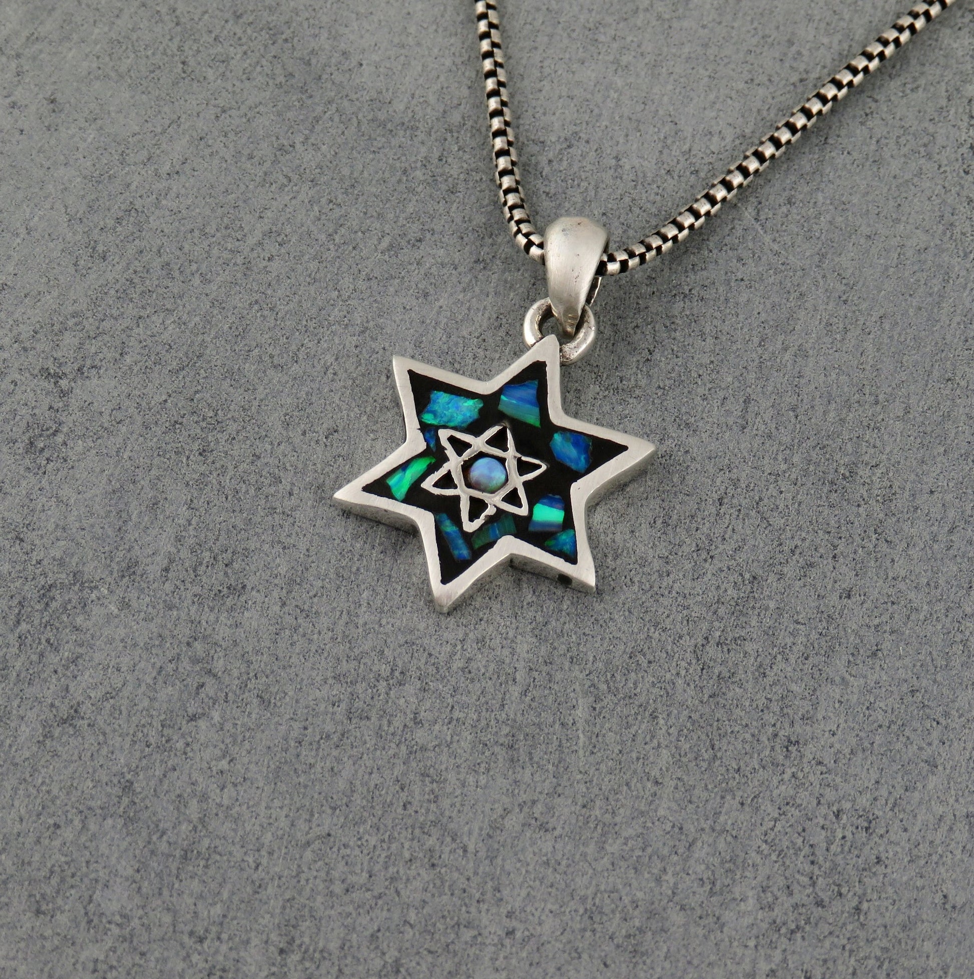 Double Sided Opal Star of David/Menorah Necklace