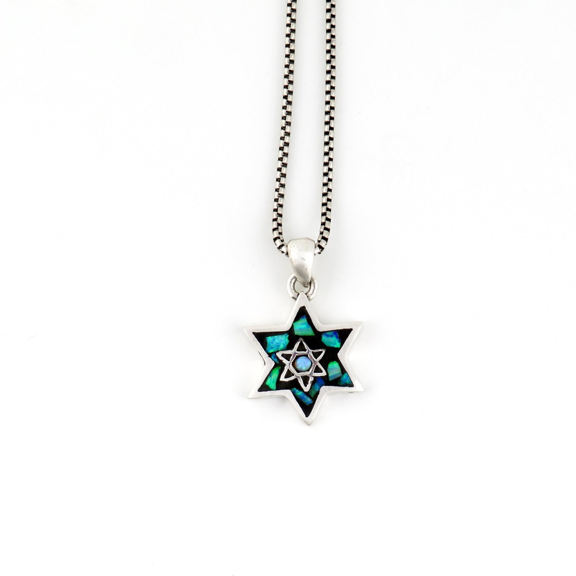 Double Sided Opal Star of David/Menorah Necklace