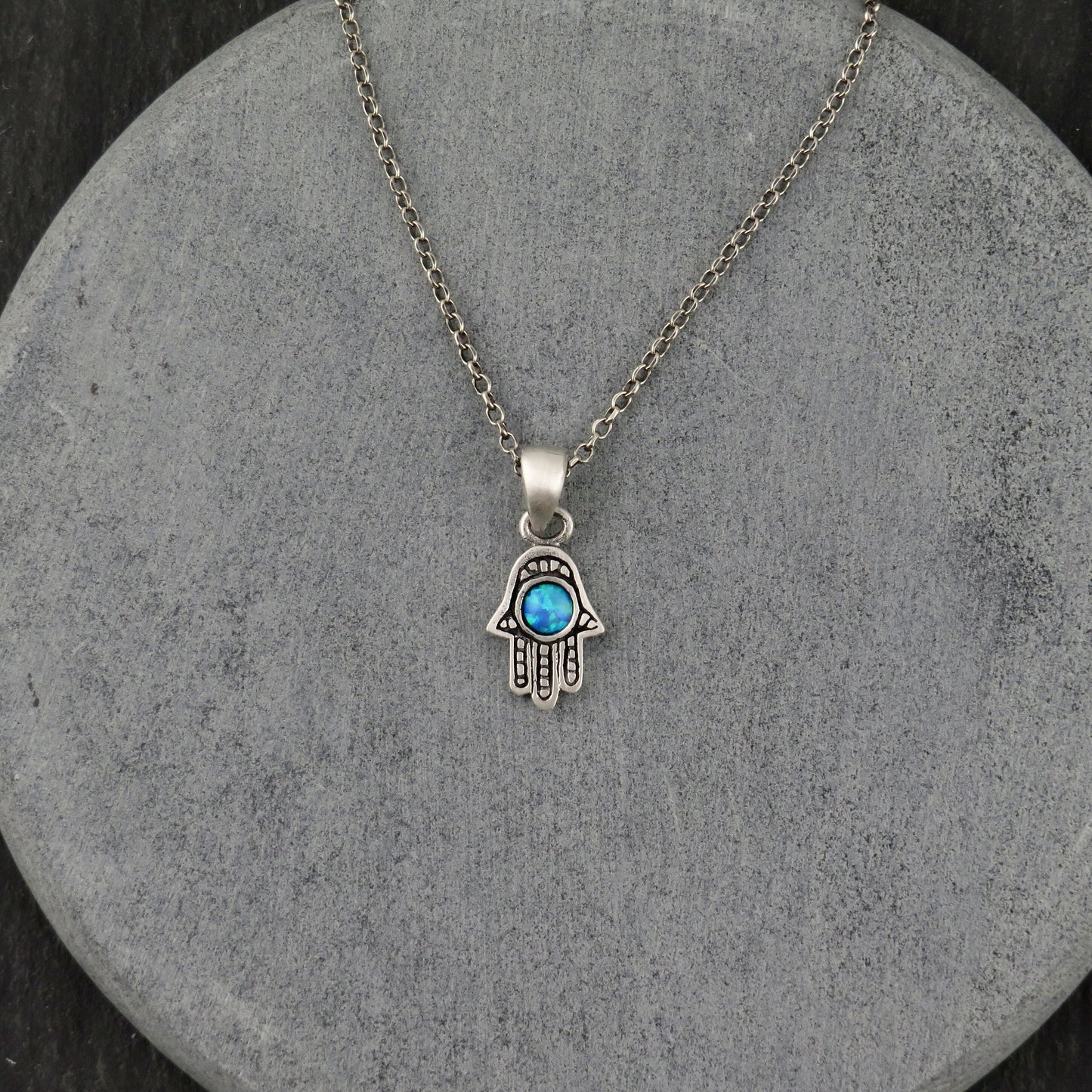 Mini Hamsa Opal Circle