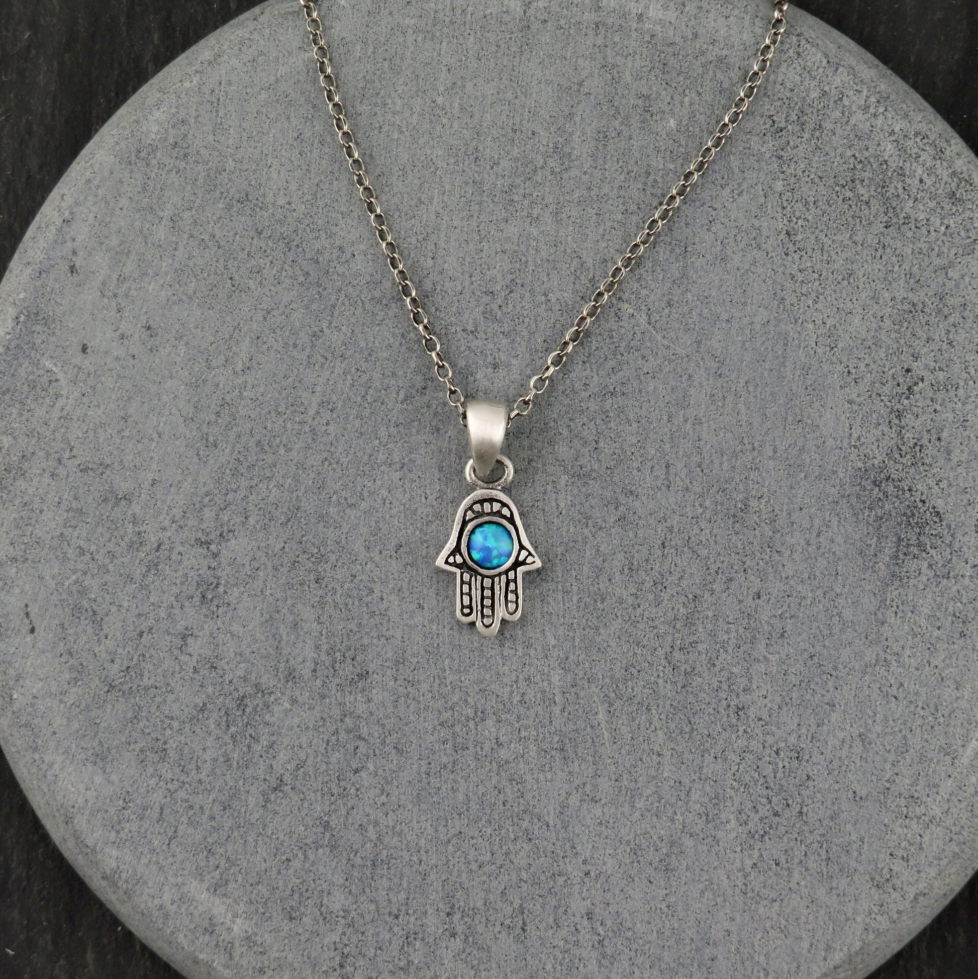 Mini Hamsa Opal Circle