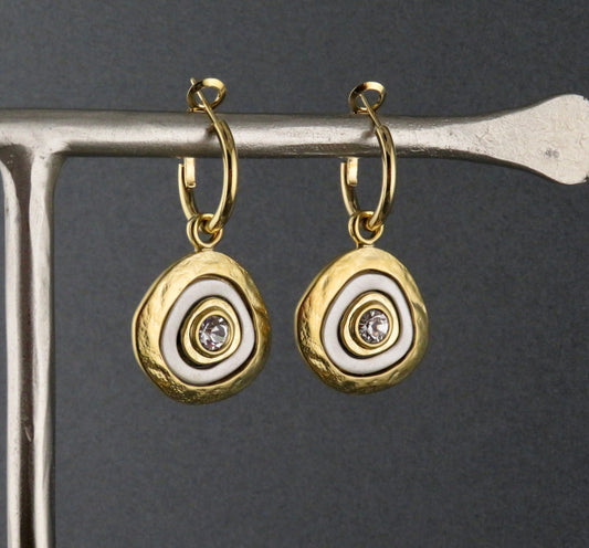 Two Tone Hoop Earrings | Gold Silver Earrings | Mixed Metal Earrings | Two Toned Sparkle Earrings | Two Tone Hoops | Unique Gold Earrings