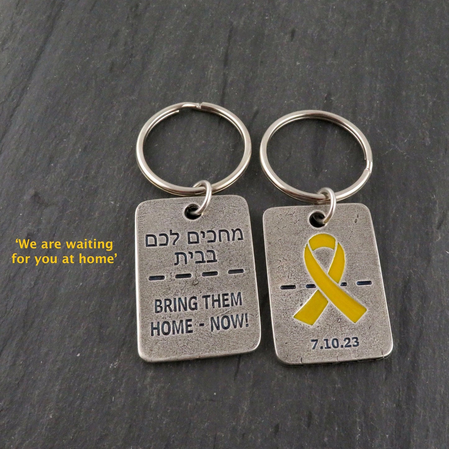 Bring Them Home Dog Tag Keyring | Israel Hostages Keychain | October 7 Keyring | Support Israel Gift | Israel Dog Tag Pendant | Love Israel