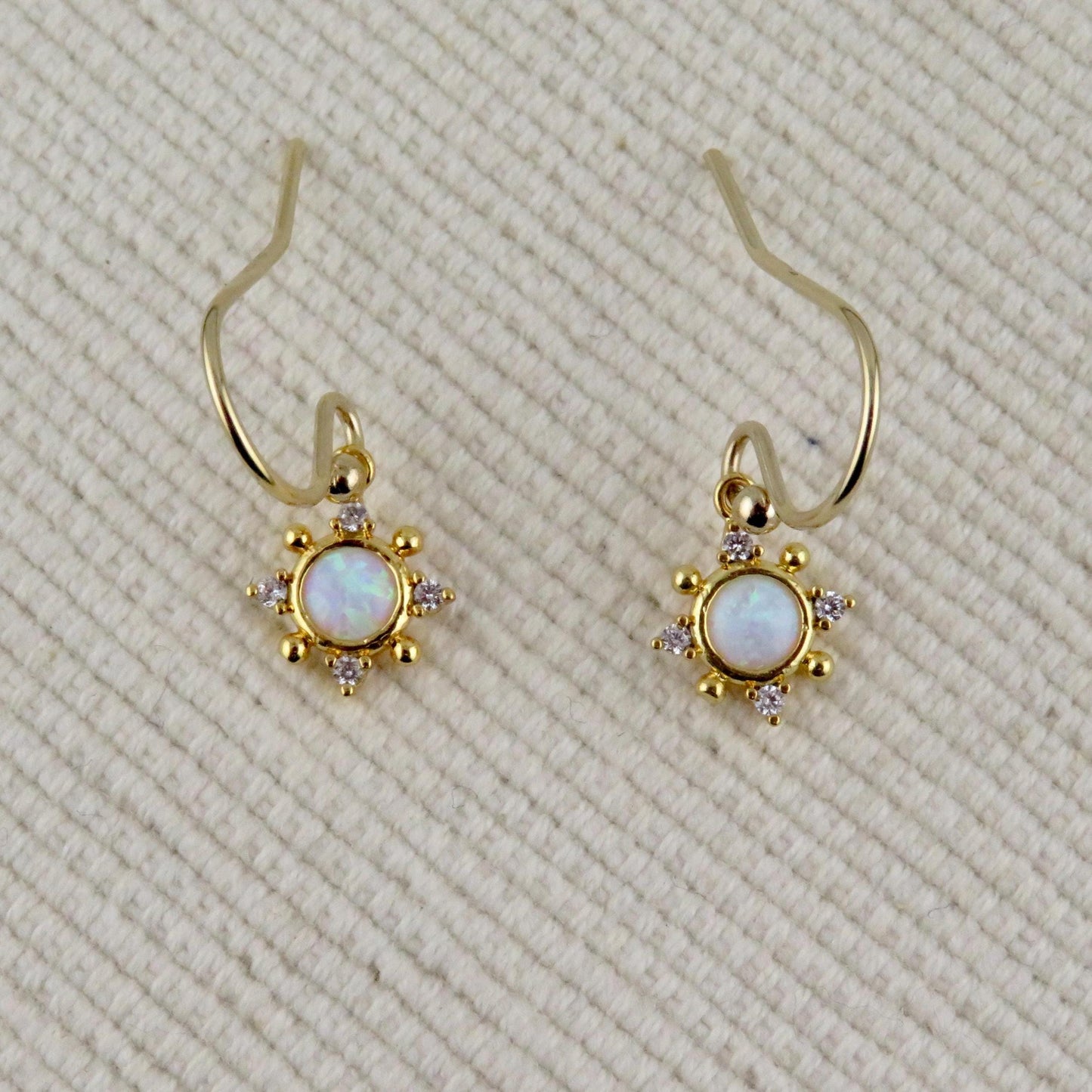 Small Opal Geo Star CZ Earrings