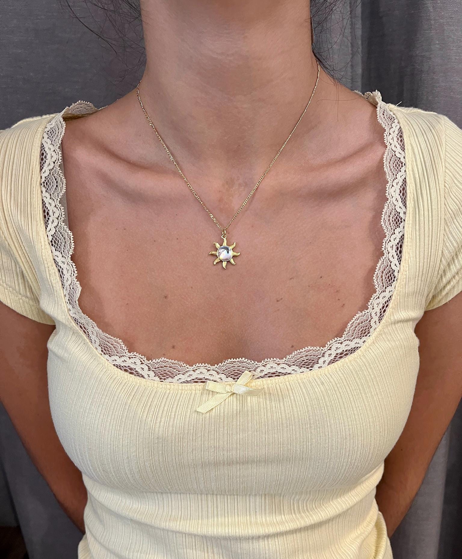 Starburst Opal Necklace | Gold Opal Pendant | Gold Geo Opal Necklace | Opal CZ Charm Necklace | White Opal Star Necklace | Opal Star