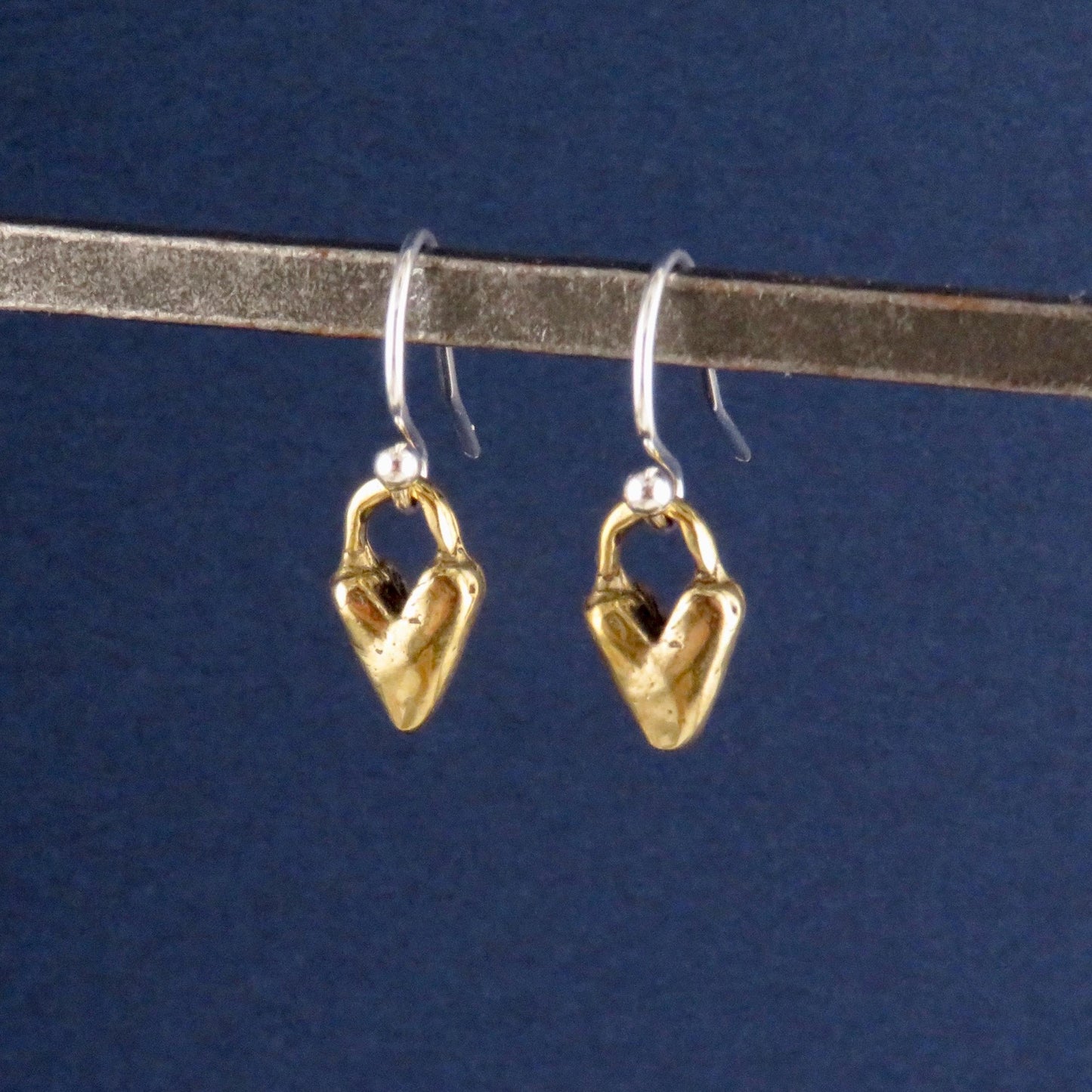 Gold Heart Earrings | Bronze Heart Earrings | Hammered Heart Earrings | Rustic Heart Earrings | Sweet Heart Earrings | Hammered Gold Hearts