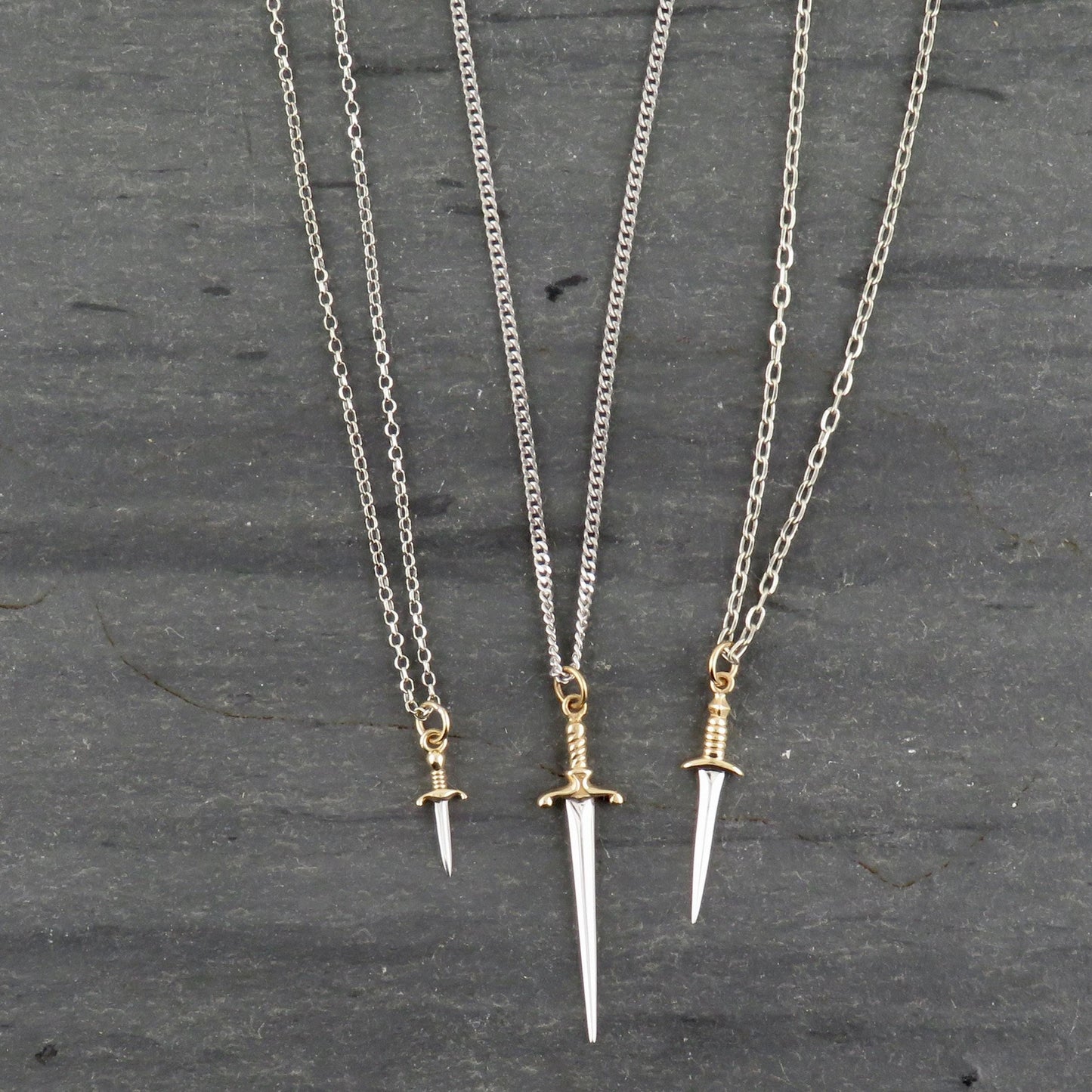Mixed Metal Dagger Necklace LG