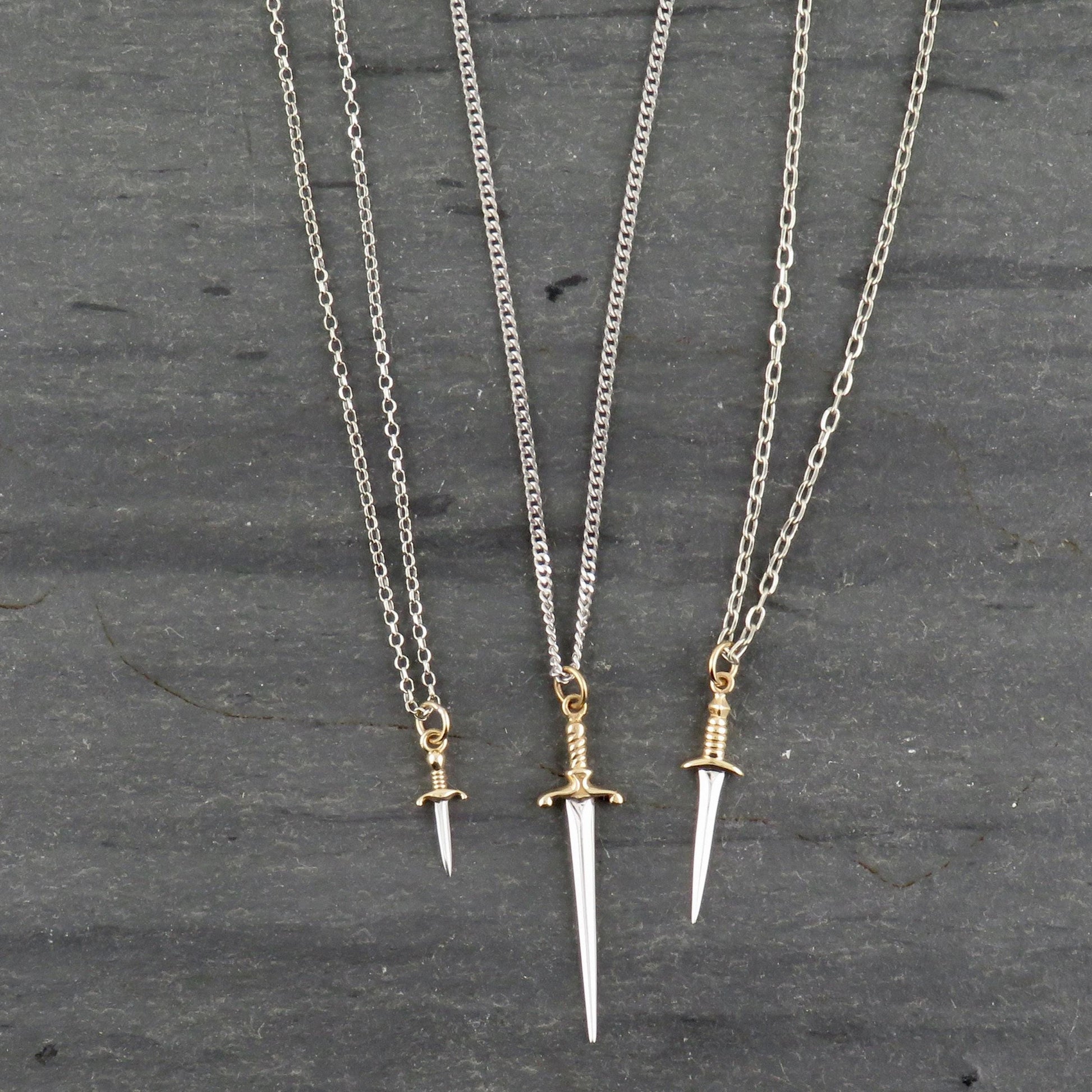 Mixed Metal Dagger Necklace LG