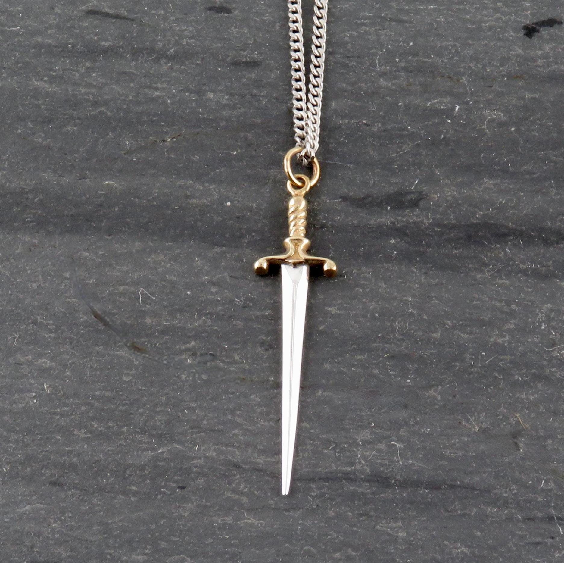 Mixed Metal Dagger Necklace LG