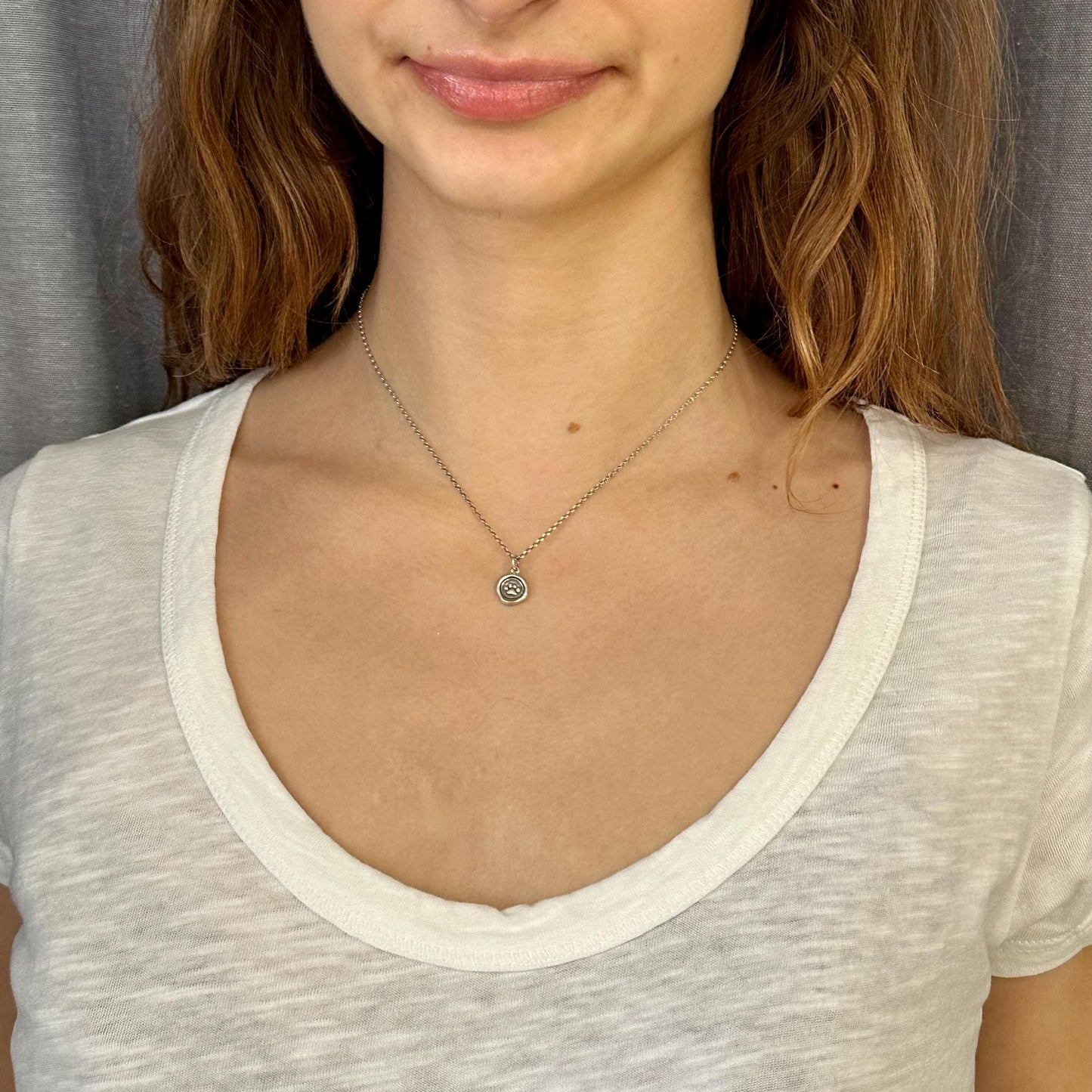 Sterling Paw Print Necklace | Animal Paw Wax Seal | Silver Gold Paw Charm | Love Animals | Animal Paw Necklace | Animal Rights Necklace