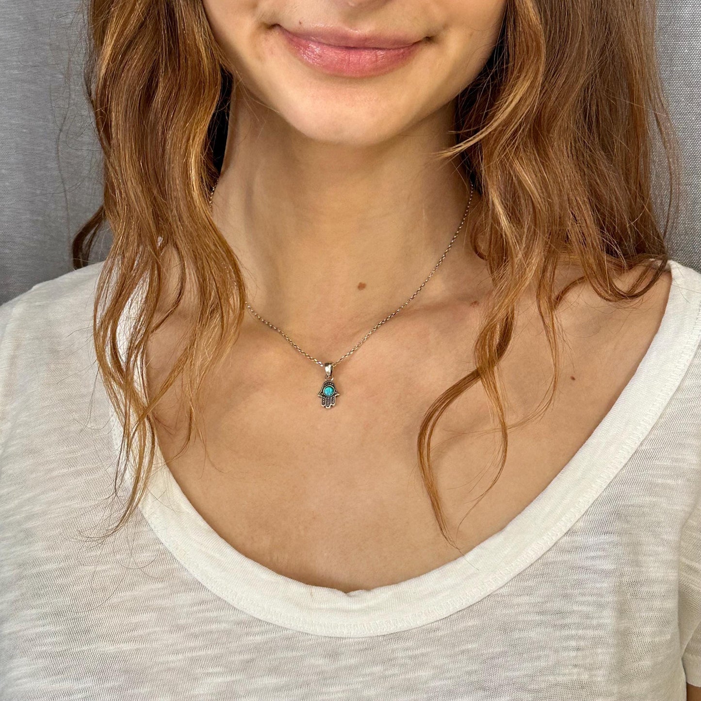 Mini Hamsa Opal Circle