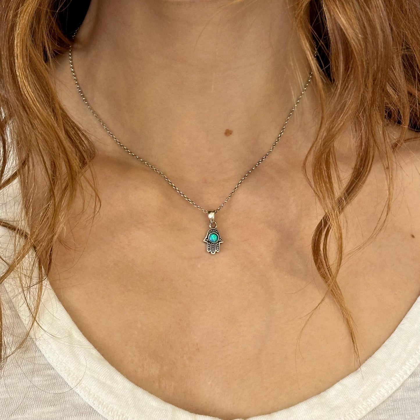 Mini Hamsa Opal Circle