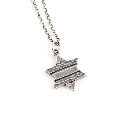 Silver Rustic Star of David Necklace