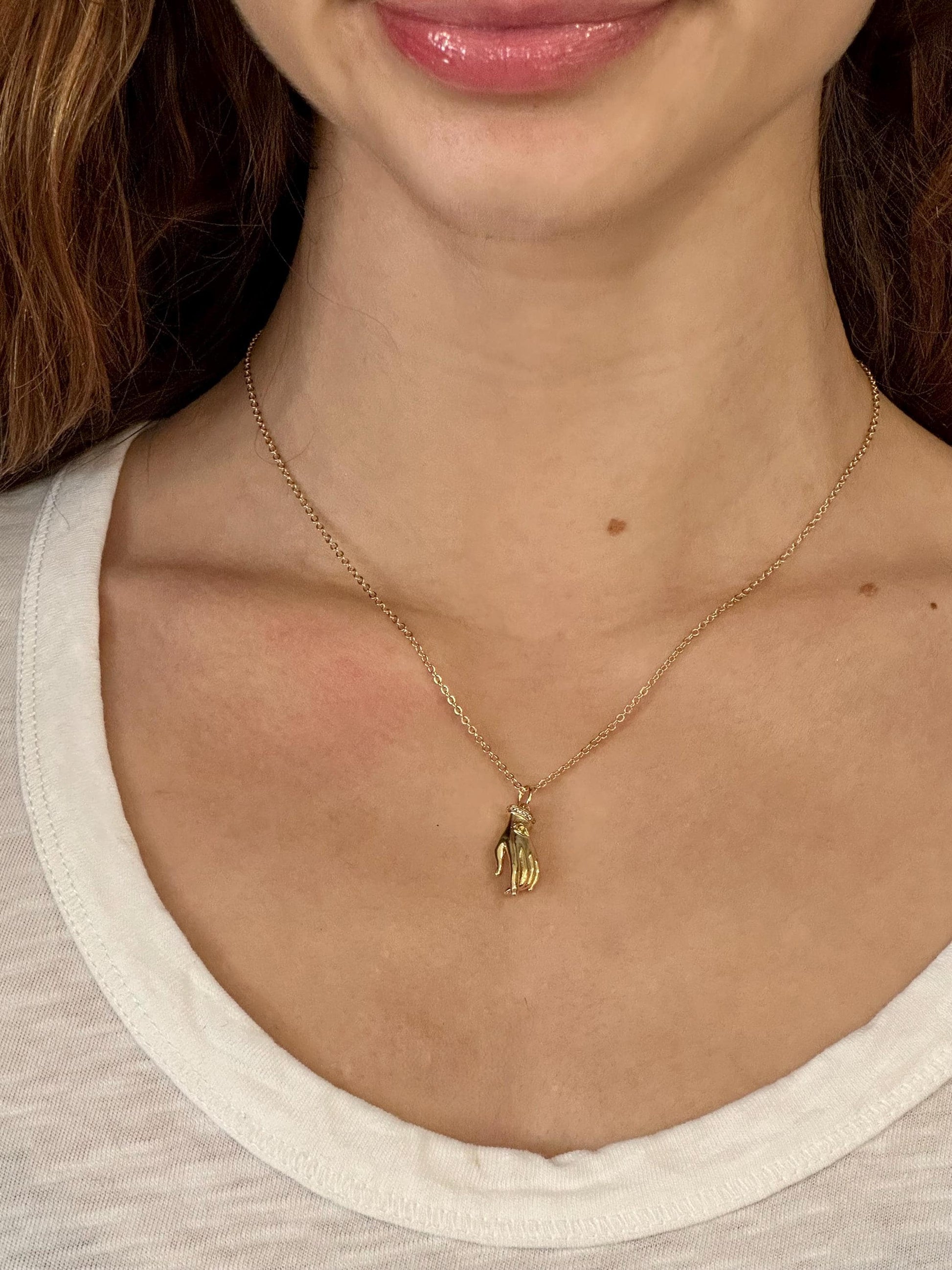 Gold Hand Necklace | Gold filled CZ Hand Necklace | Hand Eye Necklace | Gold Sparkly Hand Pendant | Minimal Hand of God Necklace