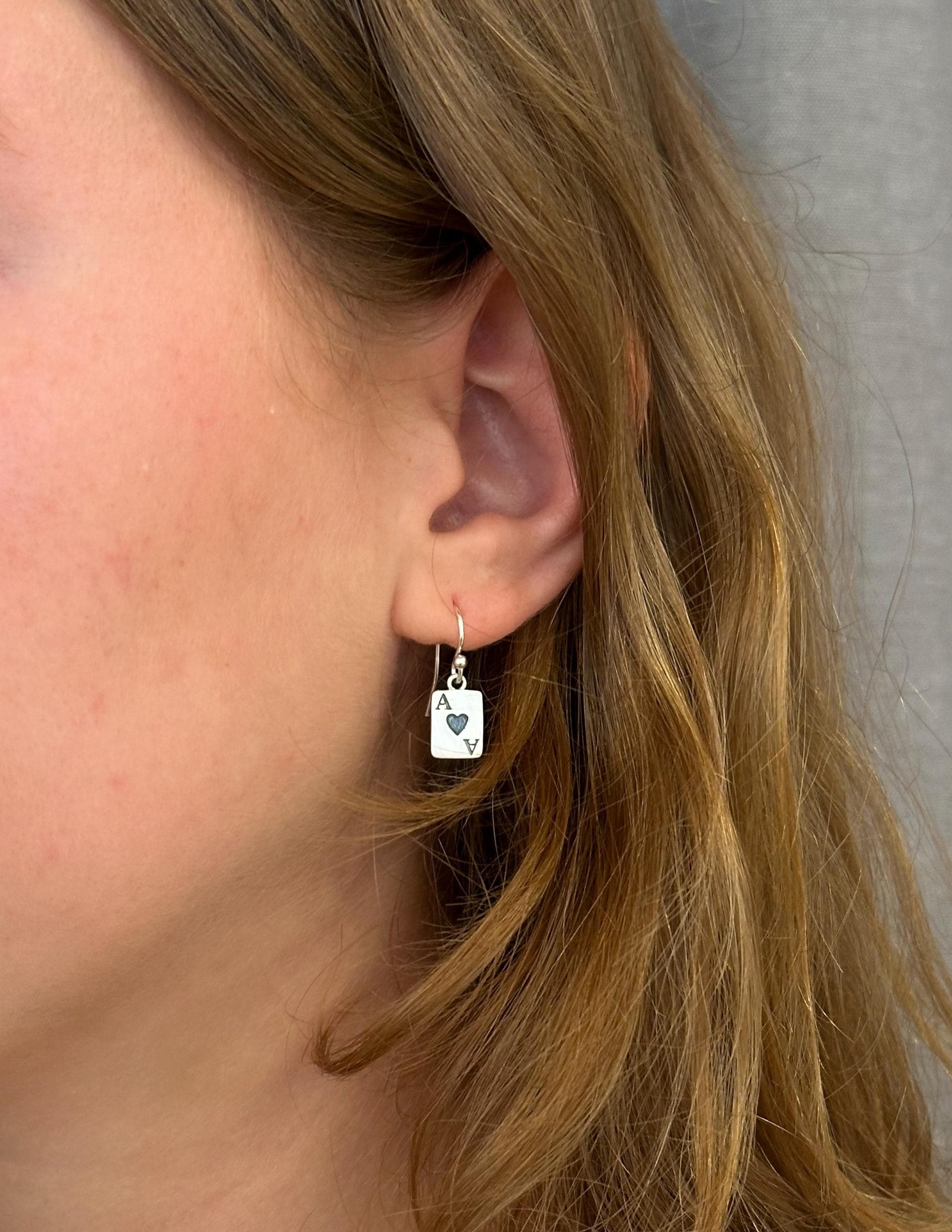 Ace of Hearts Earrings | Sterling Ace Card Earrings | Silver Ace of Hearts Earrings | Lucky Ace Earrings | Sterling Ace of Hearts Earrings