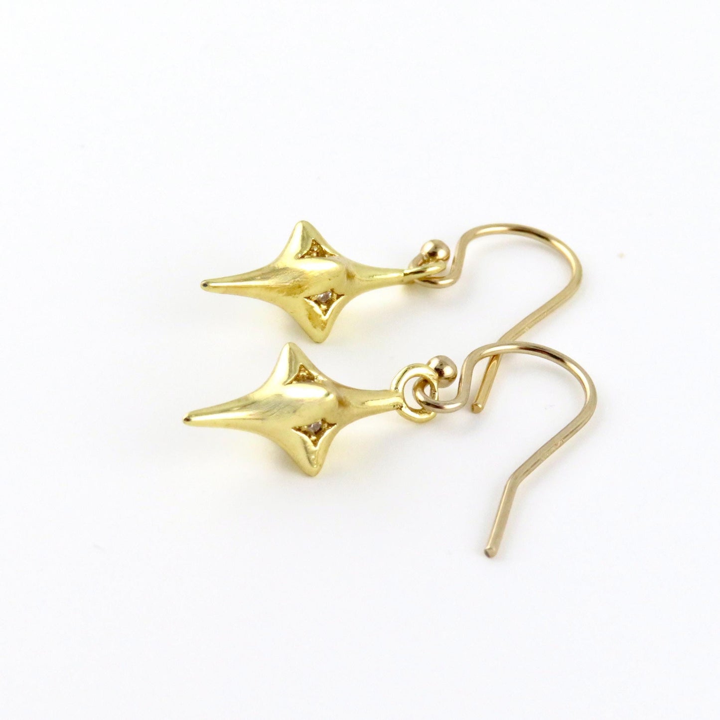 Gold Star Earrings | Gold CZ Star Earrings | North Star Earrings | Sparkly Star Earrings | Gold Star Guidance Earrings | Starburst Earrings