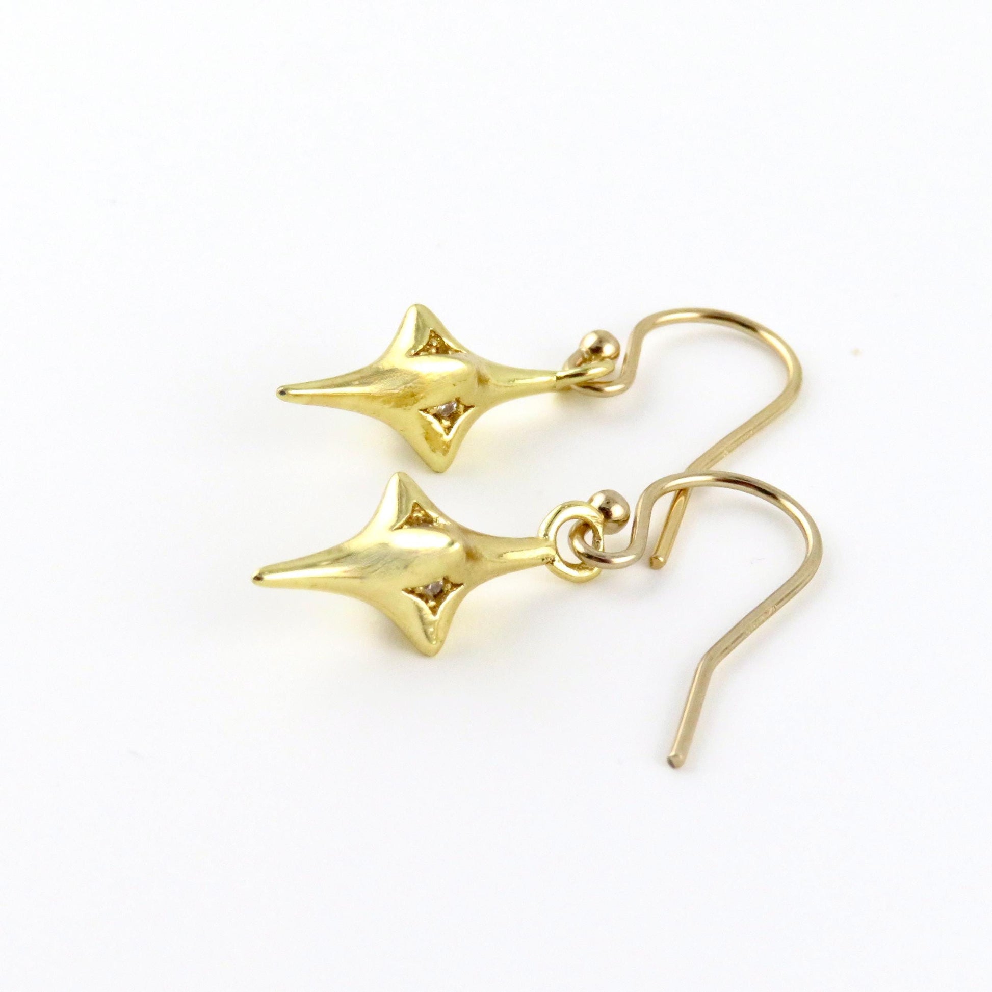 Gold Star Earrings | Gold CZ Star Earrings | North Star Earrings | Sparkly Star Earrings | Gold Star Guidance Earrings | Starburst Earrings