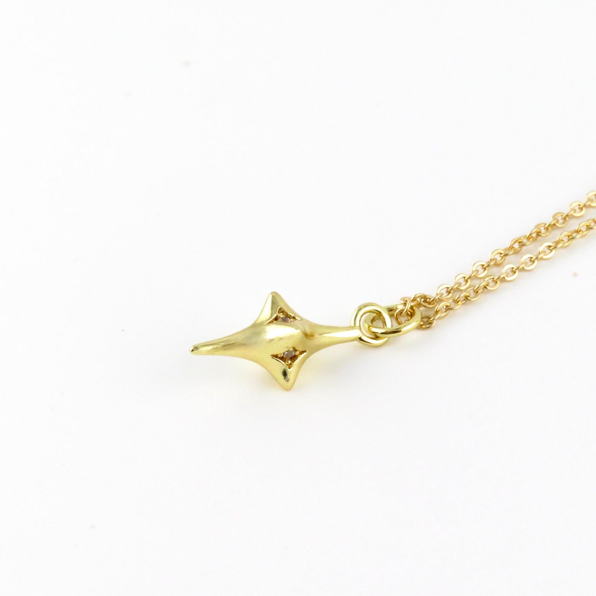 Gold North Star Necklace | Gold Star Necklace | North Star Pendant | Sparkly Star Necklace | Gold Star Guidance Necklace | Starburst Earring