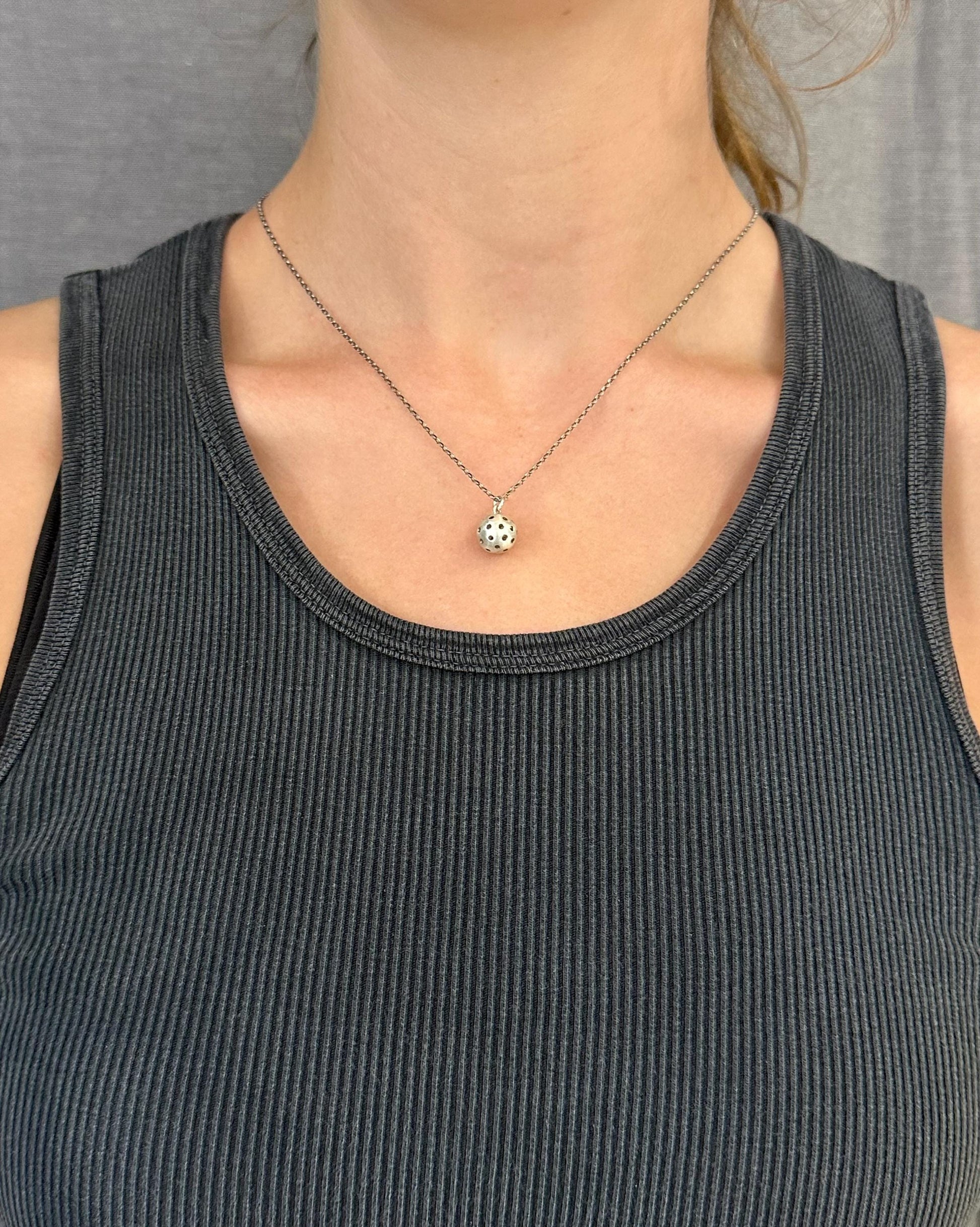 Pickleball Necklace | Sterling Pickleball Pendant | Silver Pickleball Charm Necklace | Pickle Ball Racquet Pendant | Pickleball Lover Gift
