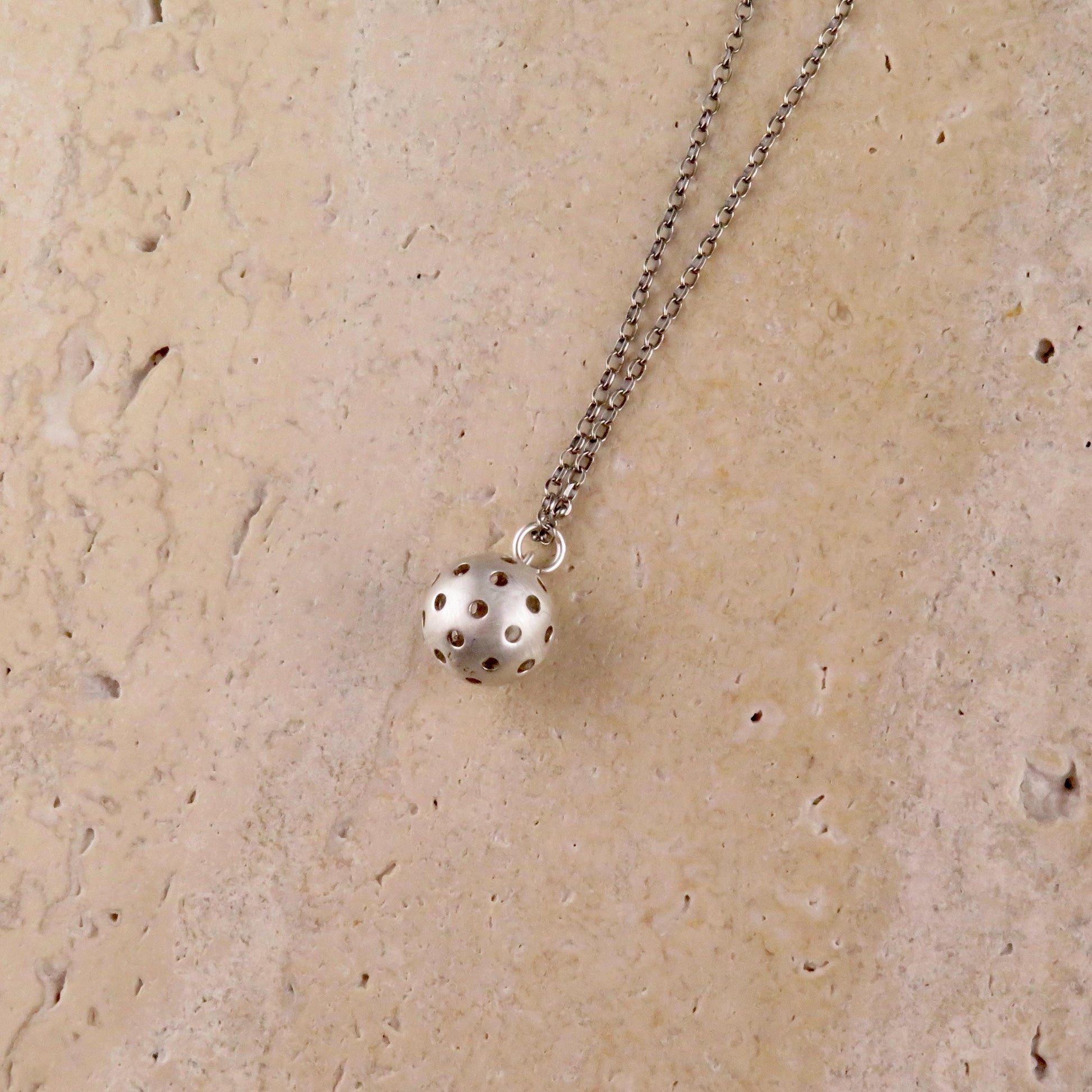 Pickleball Necklace | Sterling Pickleball Pendant | Silver Pickleball Charm Necklace | Pickle Ball Racquet Pendant | Pickleball Lover Gift