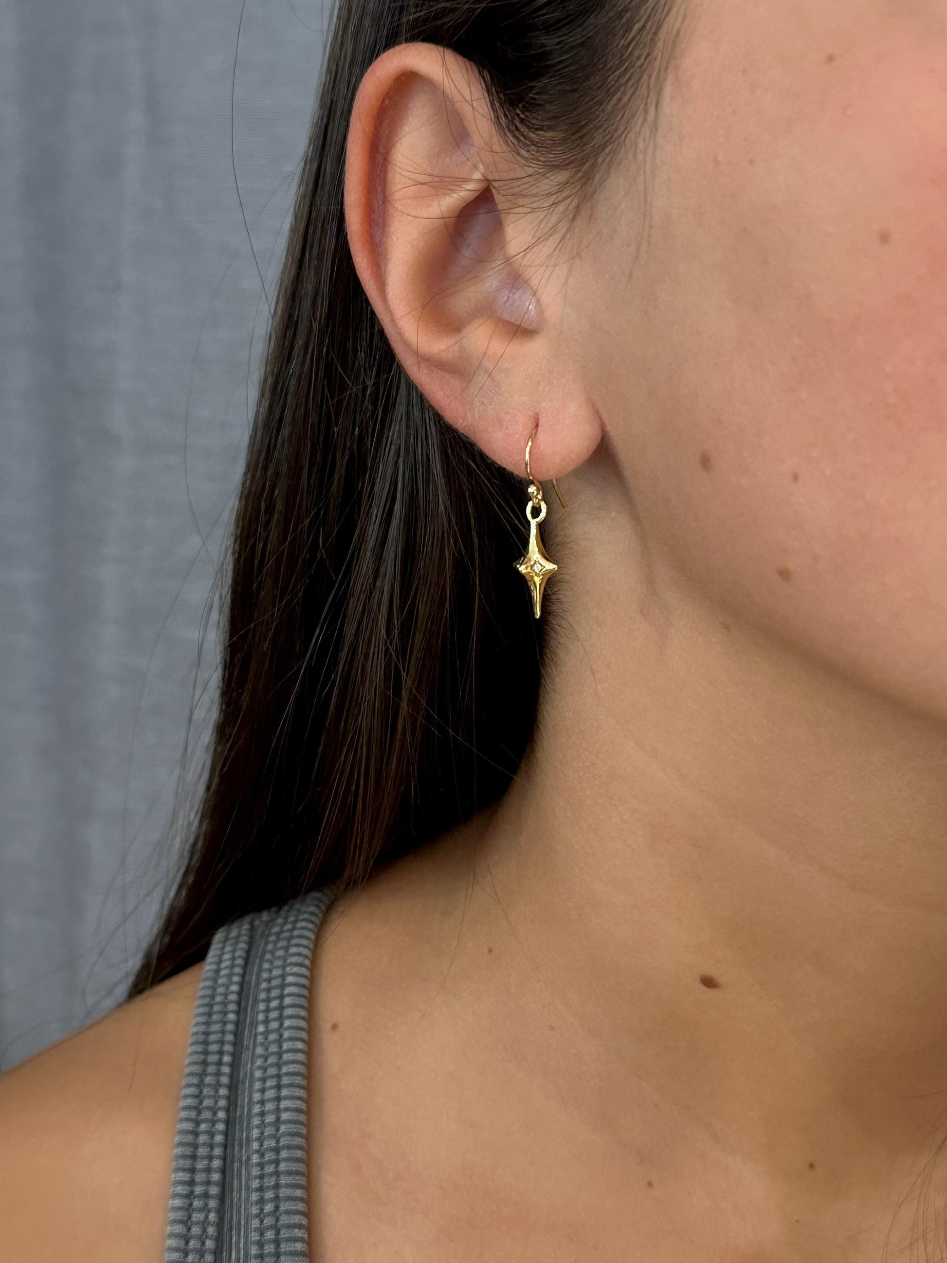Gold Star Earrings | Gold CZ Star Earrings | North Star Earrings | Sparkly Star Earrings | Gold Star Guidance Earrings | Starburst Earrings