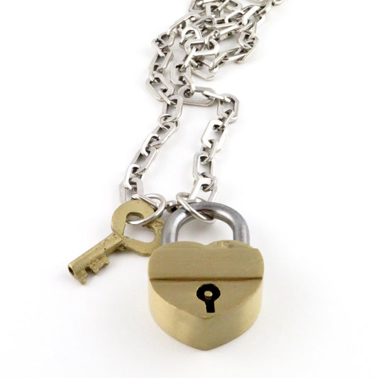 Chunky Lock Necklace | Brass Padlock Pendant | Heavy Lock Necklace | Real Padkock Necklace | Chunky Padlock Necklace | Rustic Lock Necklace
