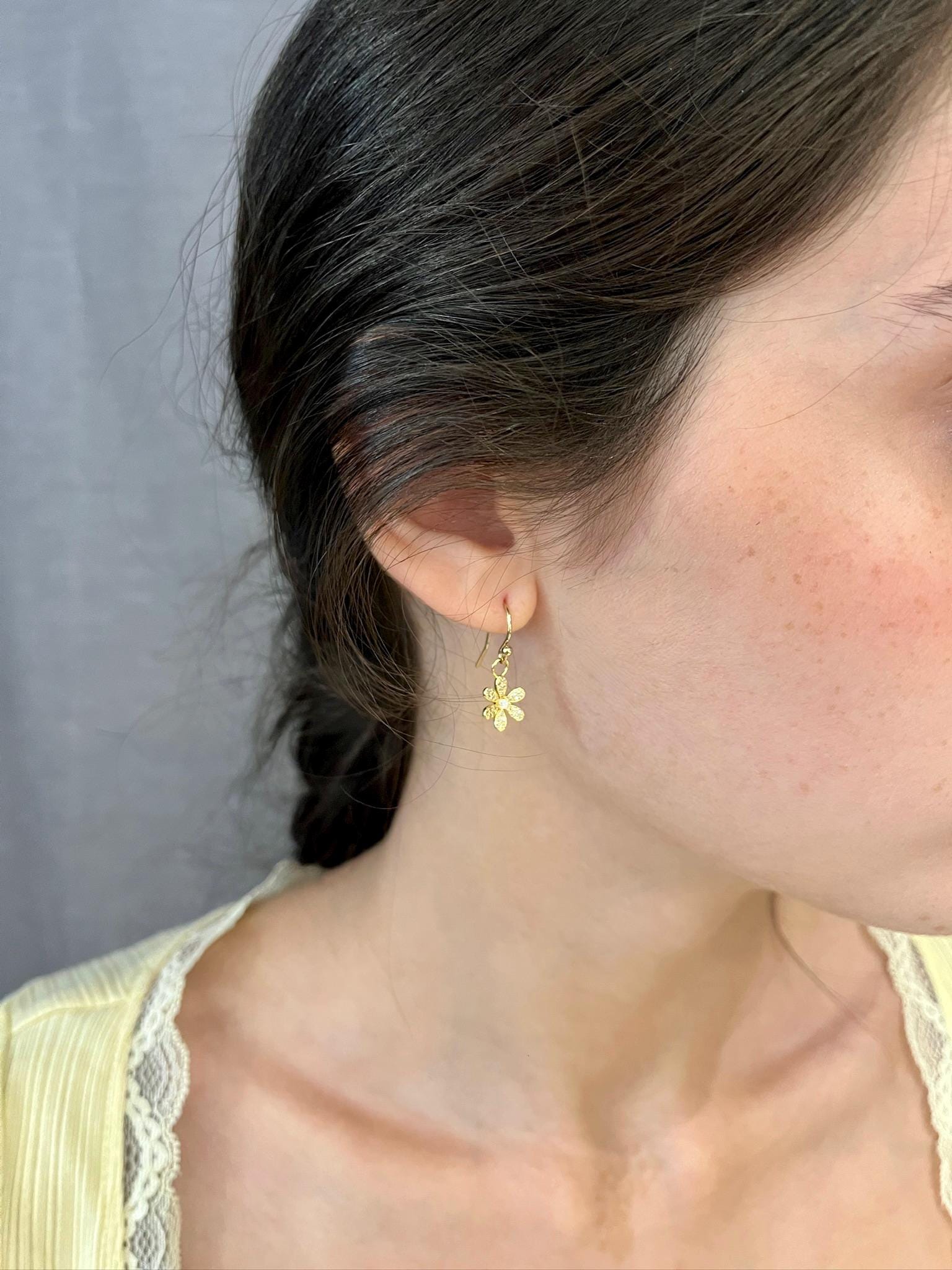 Opal Flower Earrings | Gold Opal Earrings | Gold Flower Earrings | Opal CZ Floral Earrings | Delicate Opal Earrings | Light Opal Earrings