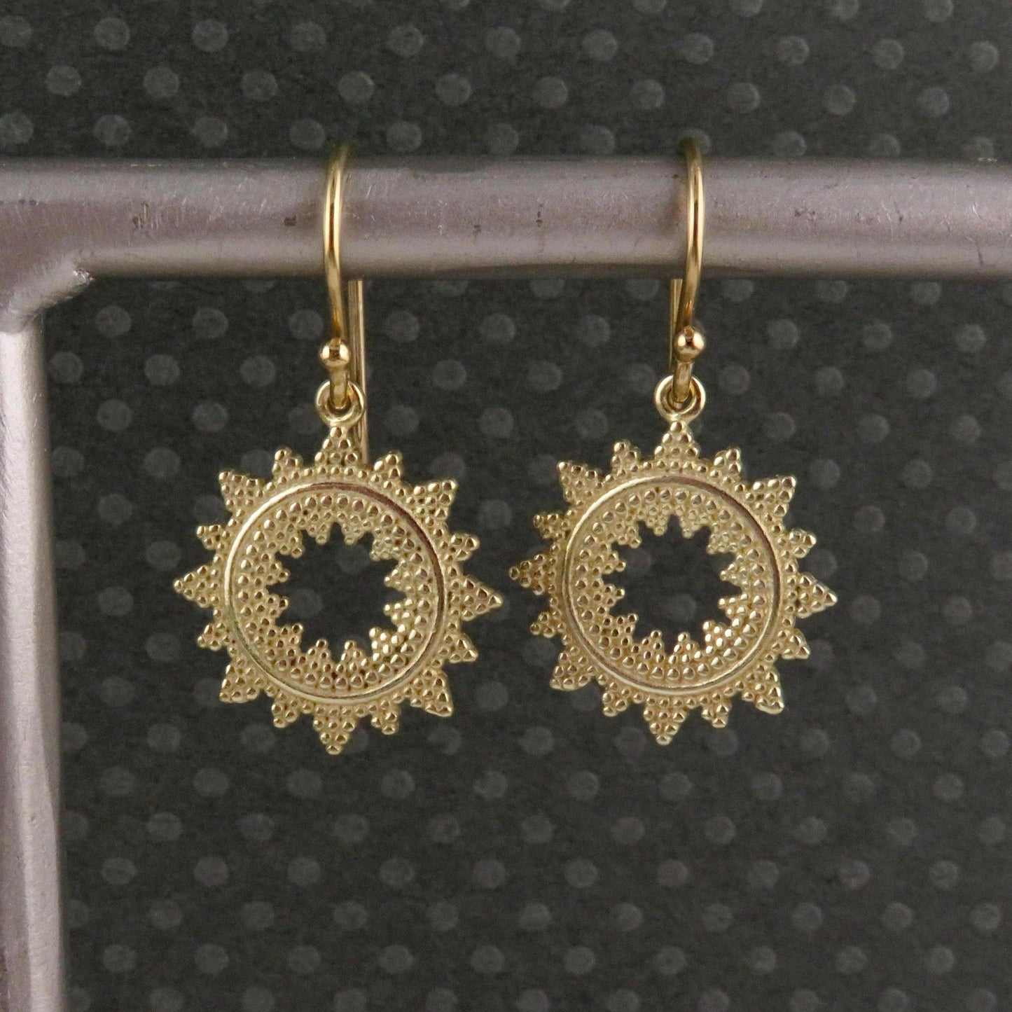 Gold Mandala Earrings | Gold Geometric Earrings | Geometric Gold Earrings | Gold Starburst Earrings | Open Mandala Earrings | Gold SunBursts