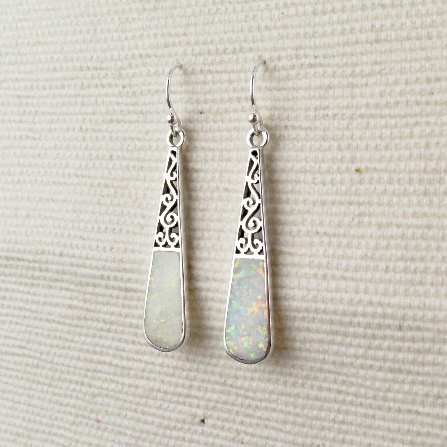 Sterling Opal Drop Earrings | Silver Opal Teardrop Earrings | Long Opal Earrings | Sterling Lap Opal | Unique Opal Silver Earrings