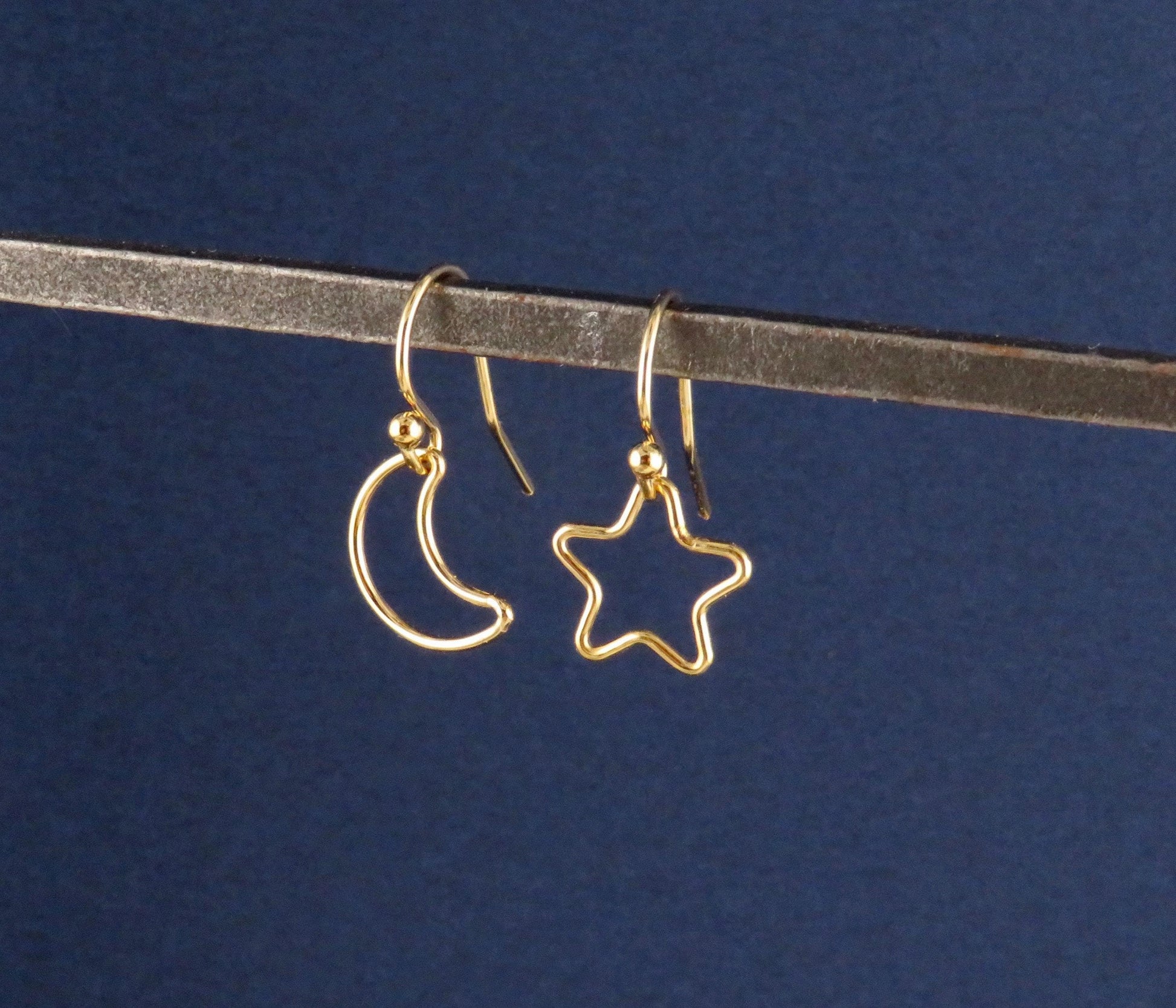 Celestial Earrings | Gold Star Moon Earrings | Mismatched Earrings | Gold Celestial Earrings | Gold Filled Moon Star Earrings | Gold Earring