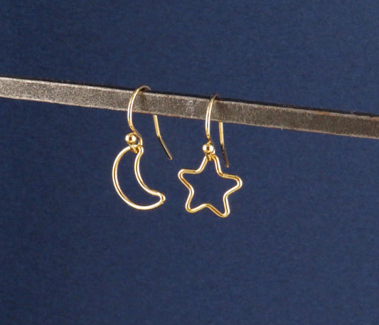 Celestial Earrings | Gold Star Moon Earrings | Mismatched Earrings | Gold Celestial Earrings | Gold Filled Moon Star Earrings | Gold Earring