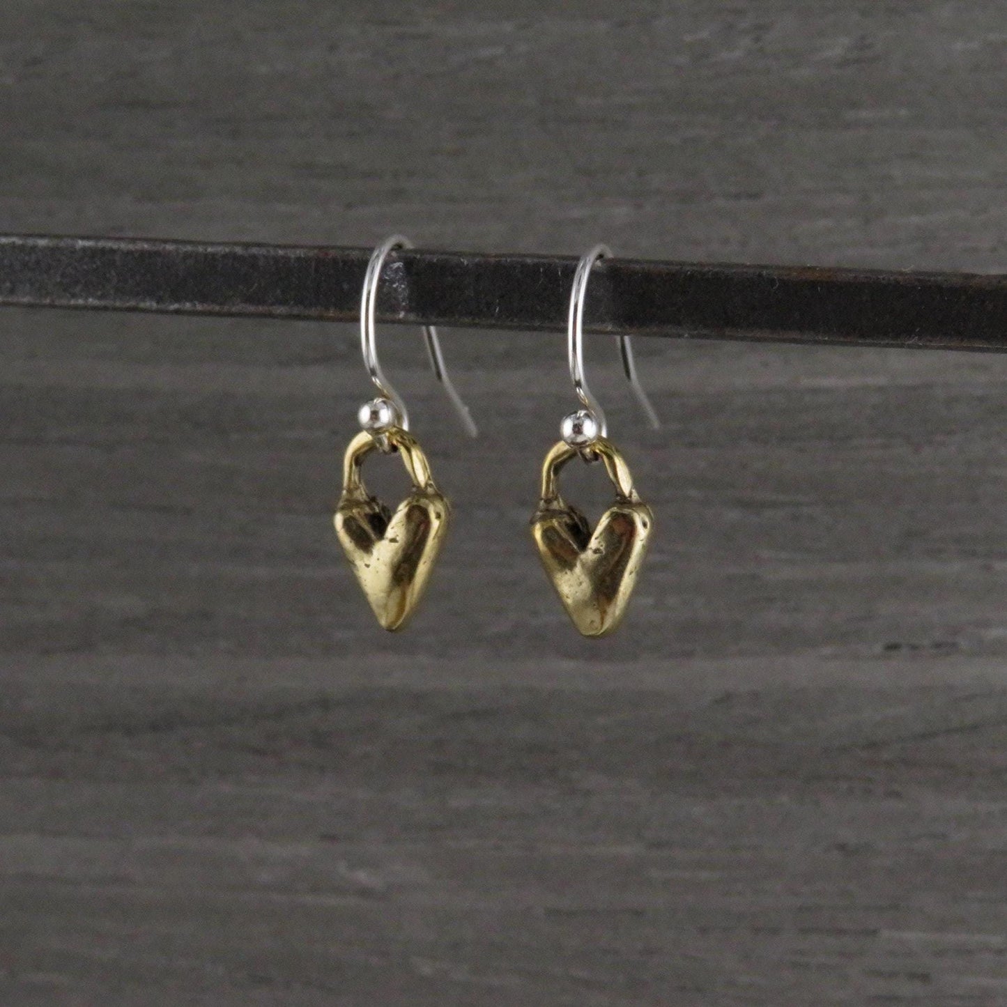 Gold Heart Earrings | Bronze Heart Earrings | Hammered Heart Earrings | Rustic Heart Earrings | Sweet Heart Earrings | Hammered Gold Hearts
