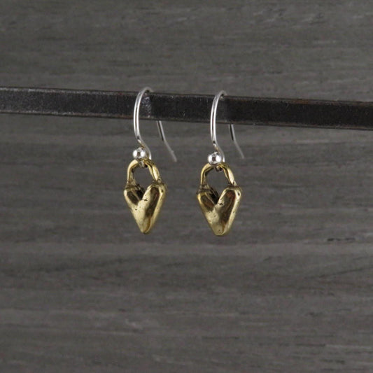 Gold Heart Earrings | Bronze Heart Earrings | Hammered Heart Earrings | Rustic Heart Earrings | Sweet Heart Earrings | Hammered Gold Hearts