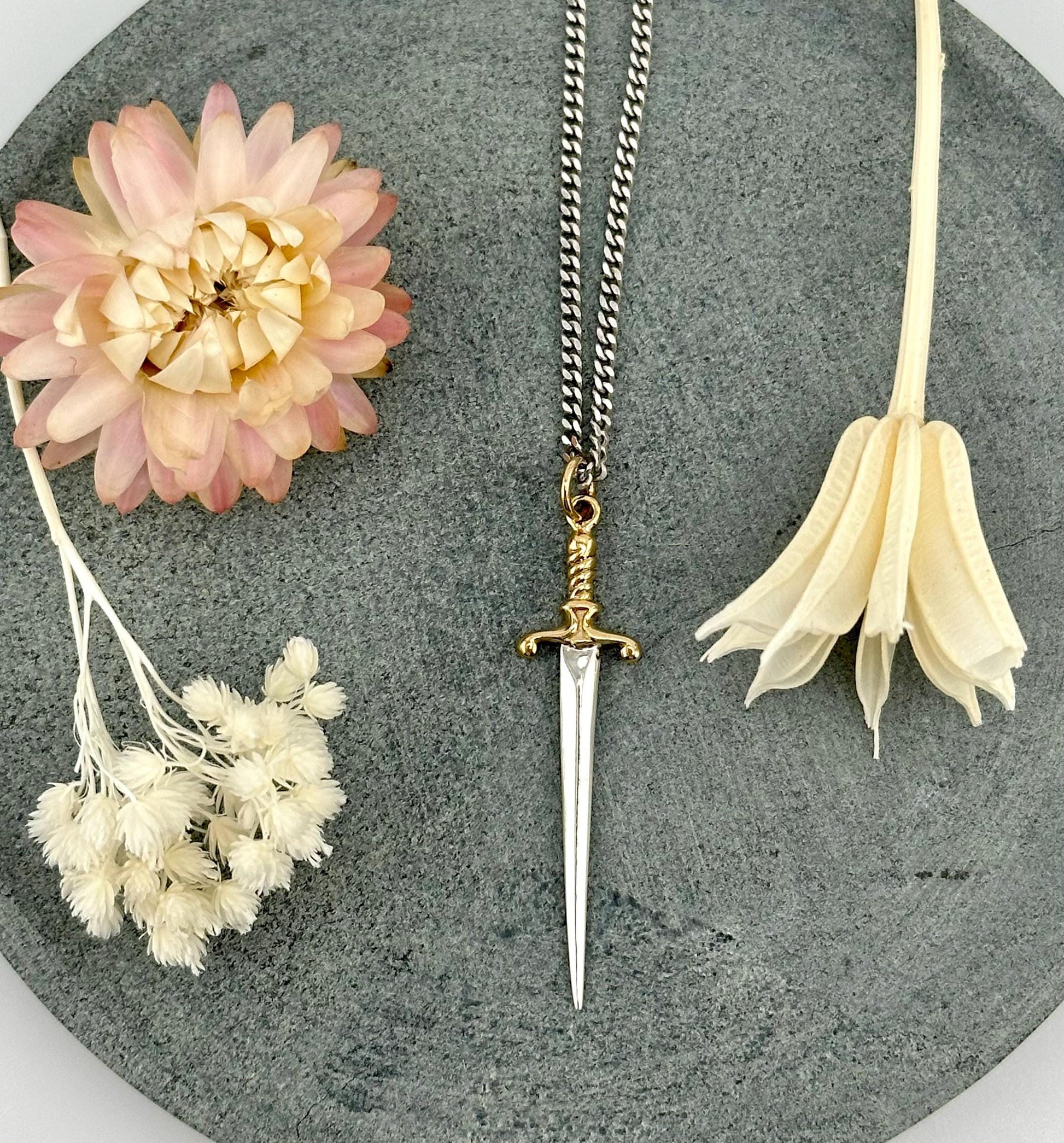 Mixed Metal Dagger Necklace LG
