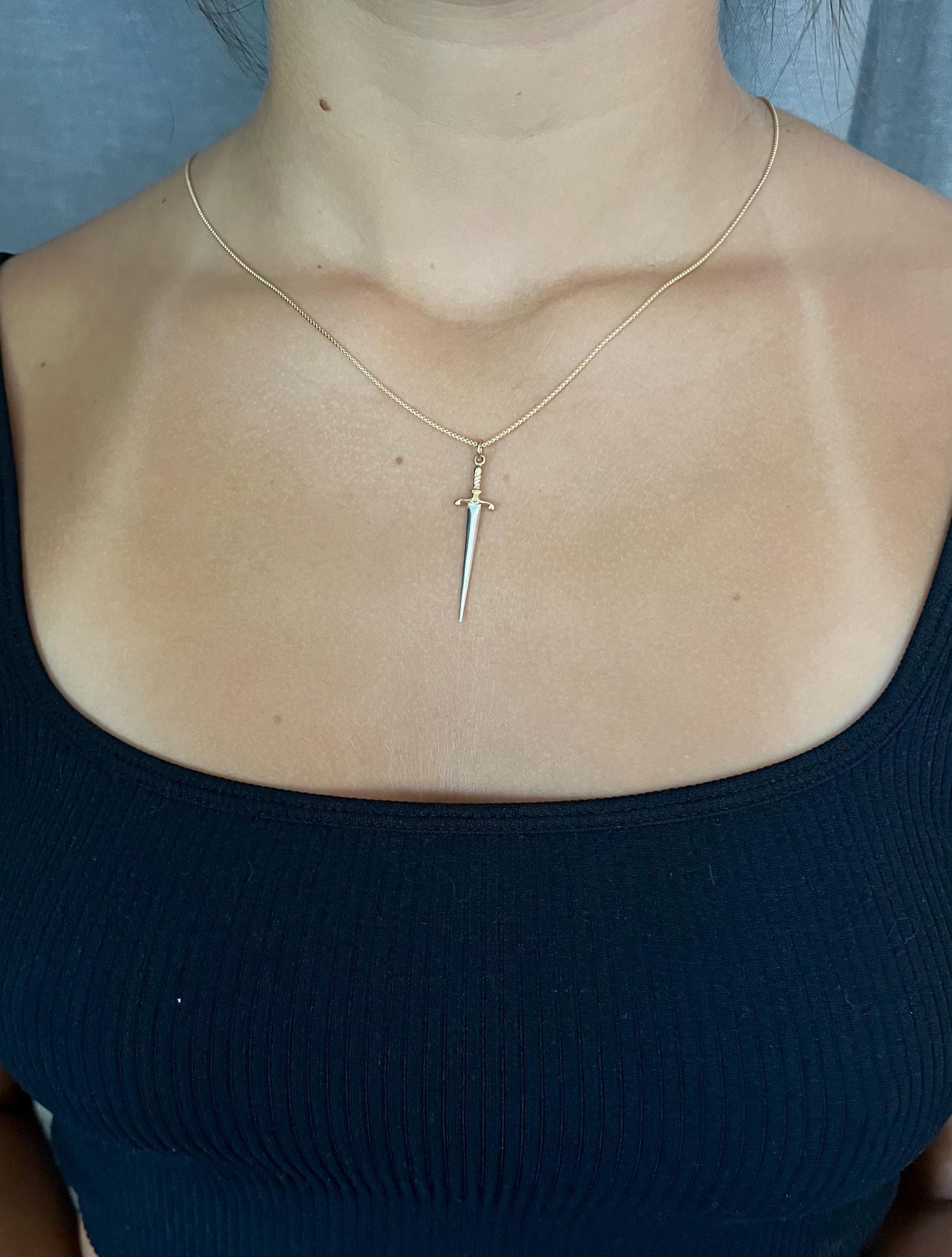 Mixed Metal Dagger Necklace LG