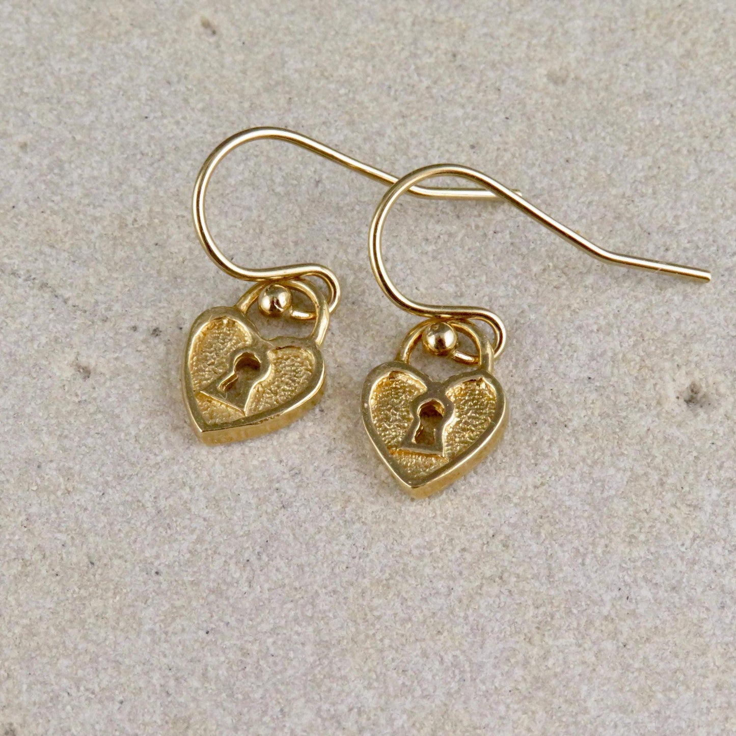 Gold Heart Lock Earrings | Heart Earrings | Gold Lock Earrings | Gold Love Lock Earrings | Gold Heart Padlock Earrings | Gold Heart Locks