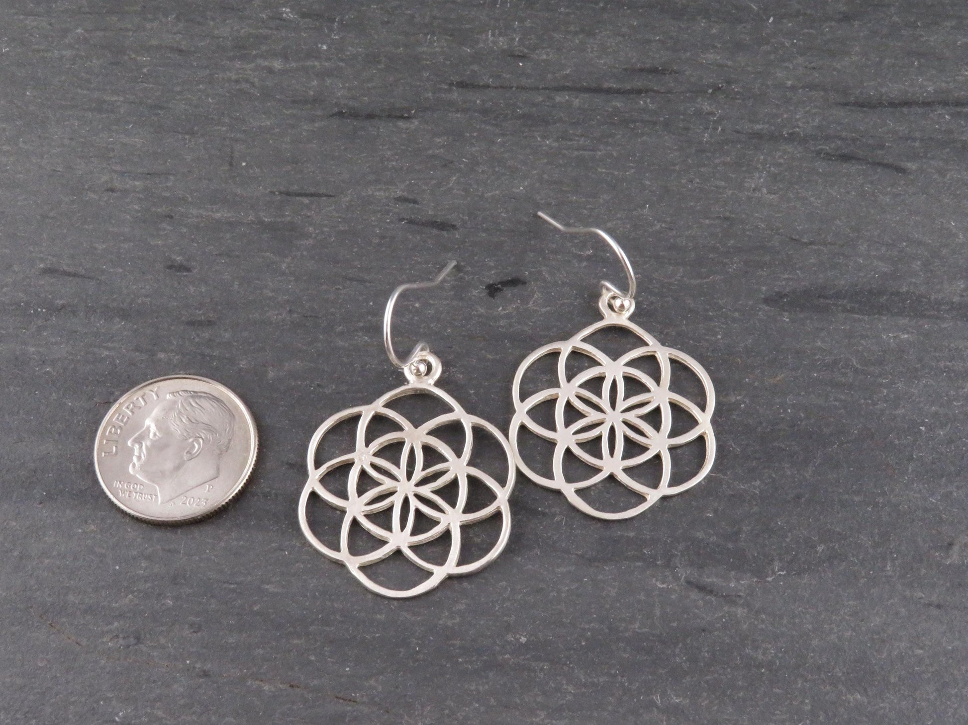 Silver Seed of Life Earrings | Sterling Geometric Earrings | Sterling Seed of Life Earrings | Silver Flower Earrings | Silver Geometric