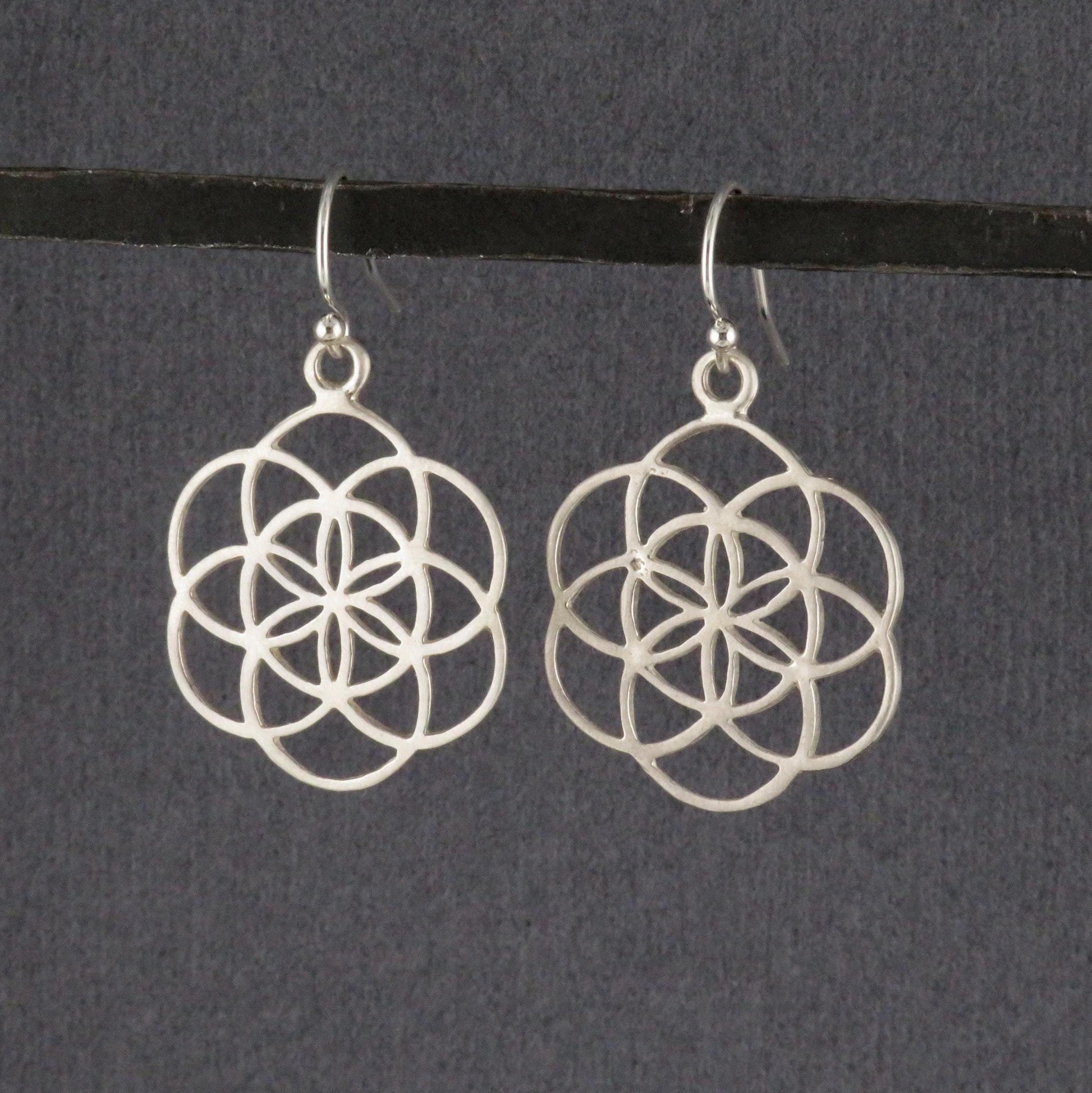 Silver Seed of Life Earrings | Sterling Geometric Earrings | Sterling Seed of Life Earrings | Silver Flower Earrings | Silver Geometric