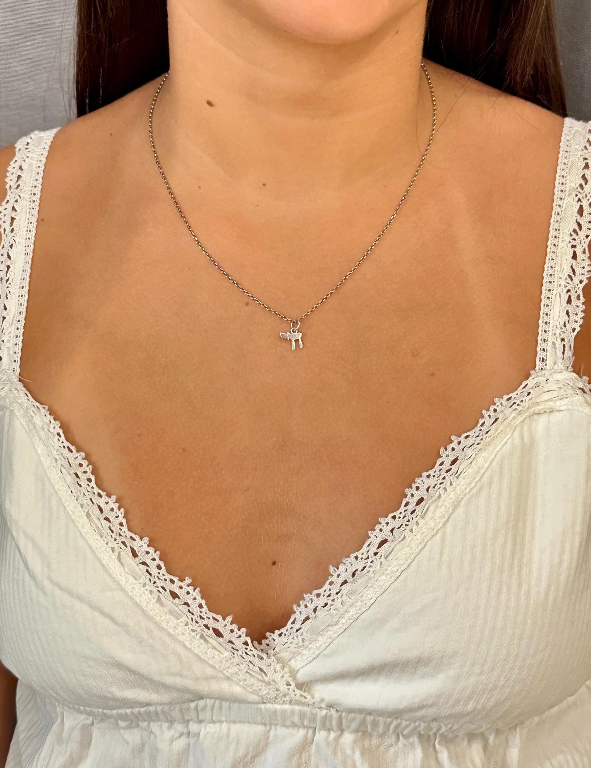Jewish Life Necklace | Silver Chai Necklace | Sterling Hebrew Charm | Silver Chai Judaic Necklace | Judaica | Sterling Chai Charm Necklace